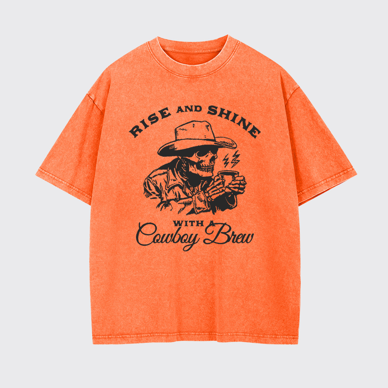 Cowboy Skeleton Funny Coffee Lover Garment-dye Tees