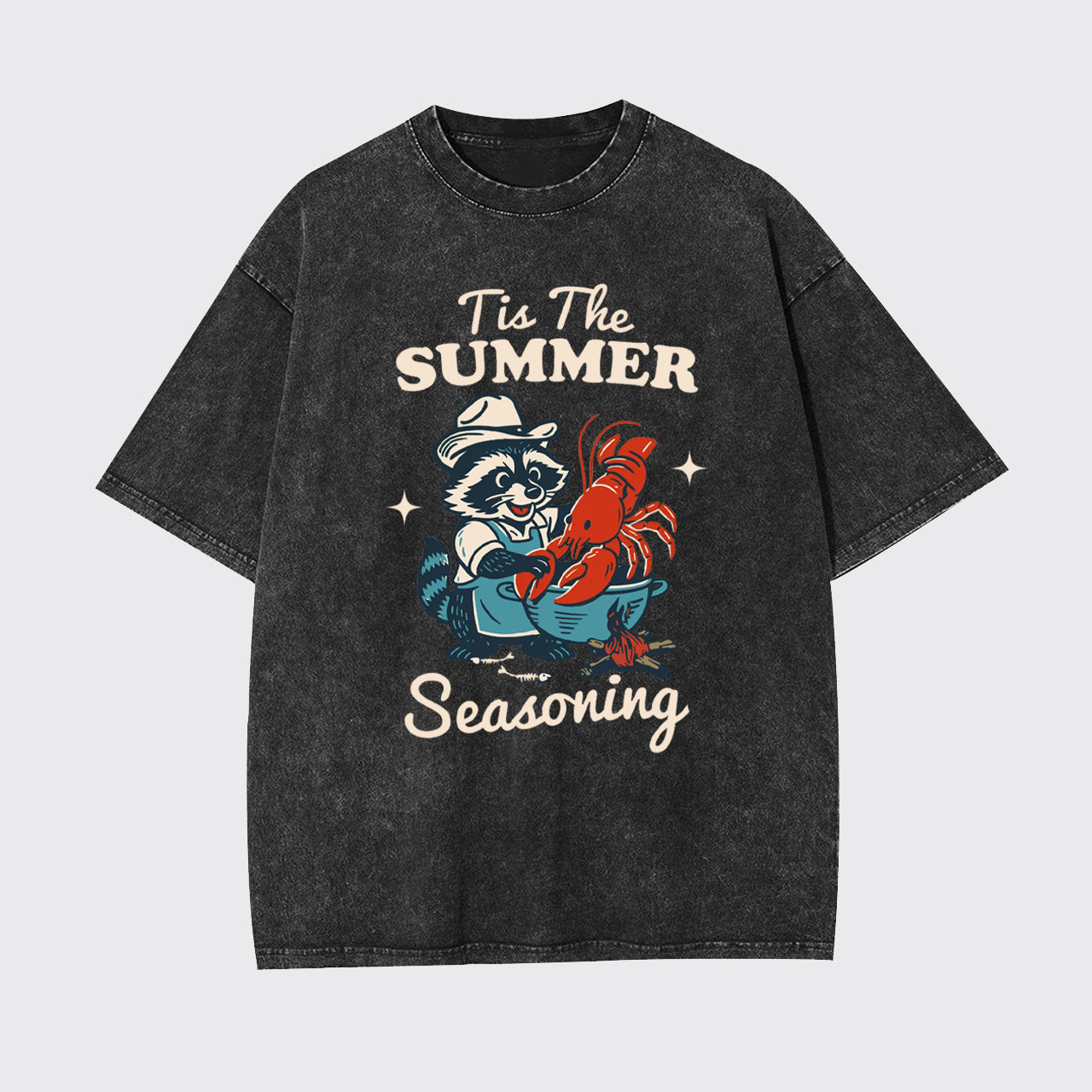 Funny Raccoon-Crawfish Boil Season Garment-dye Tees