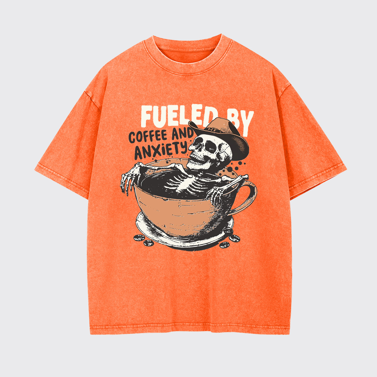 Funny Fueled By Coffee And Anxiety Garment-dye Tees