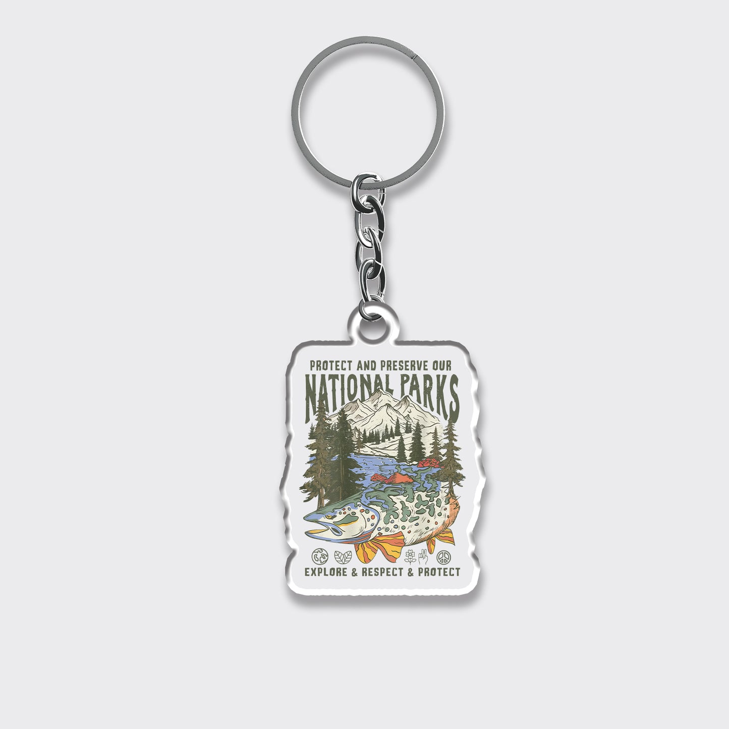 Respect The Local Wildlife Forest Hiking_Broncobay Keychain