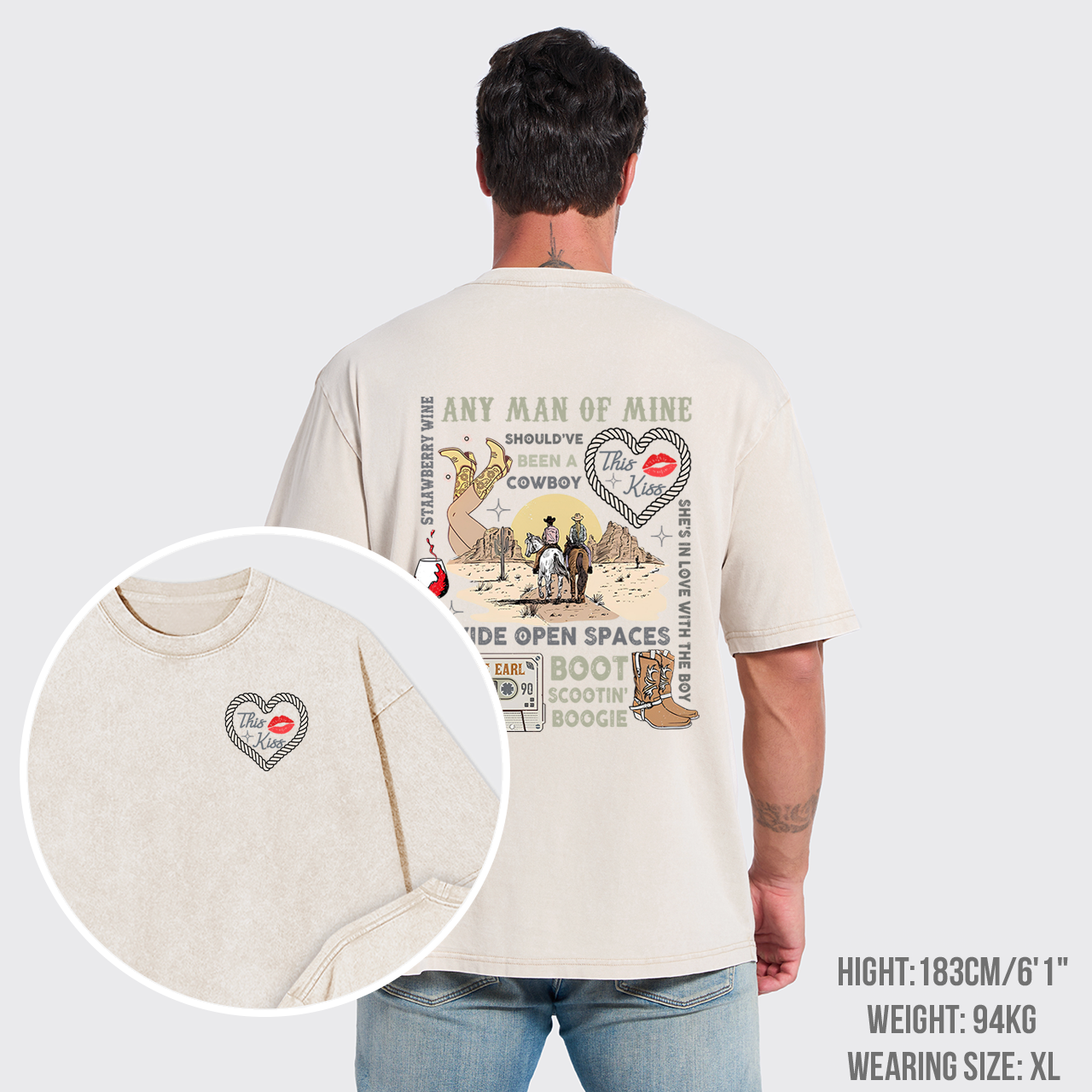 90s Country Music Any Man Of Mine Valentine Garment-dye Tees