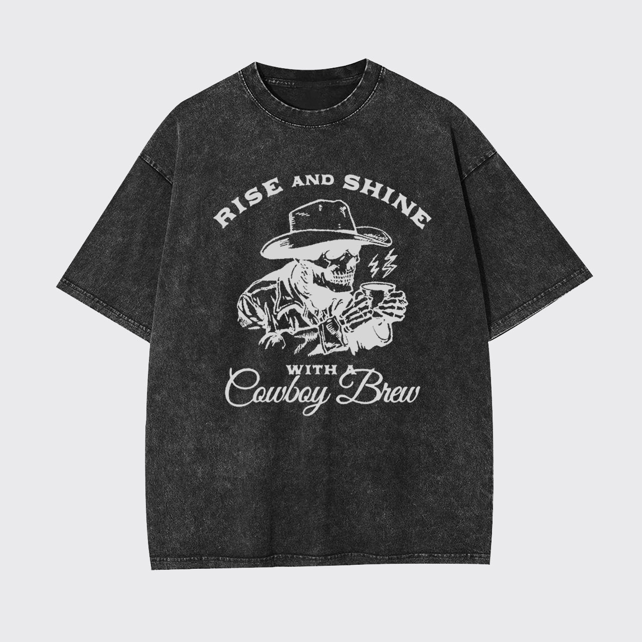 Cowboy Skeleton Funny Coffee Lover Garment-dye Tees