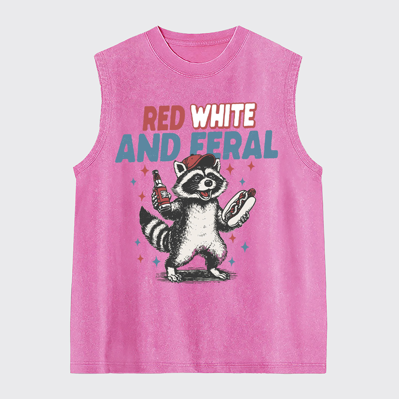 Funny Raccoon-Humorous 4th Of July Washed Tanks