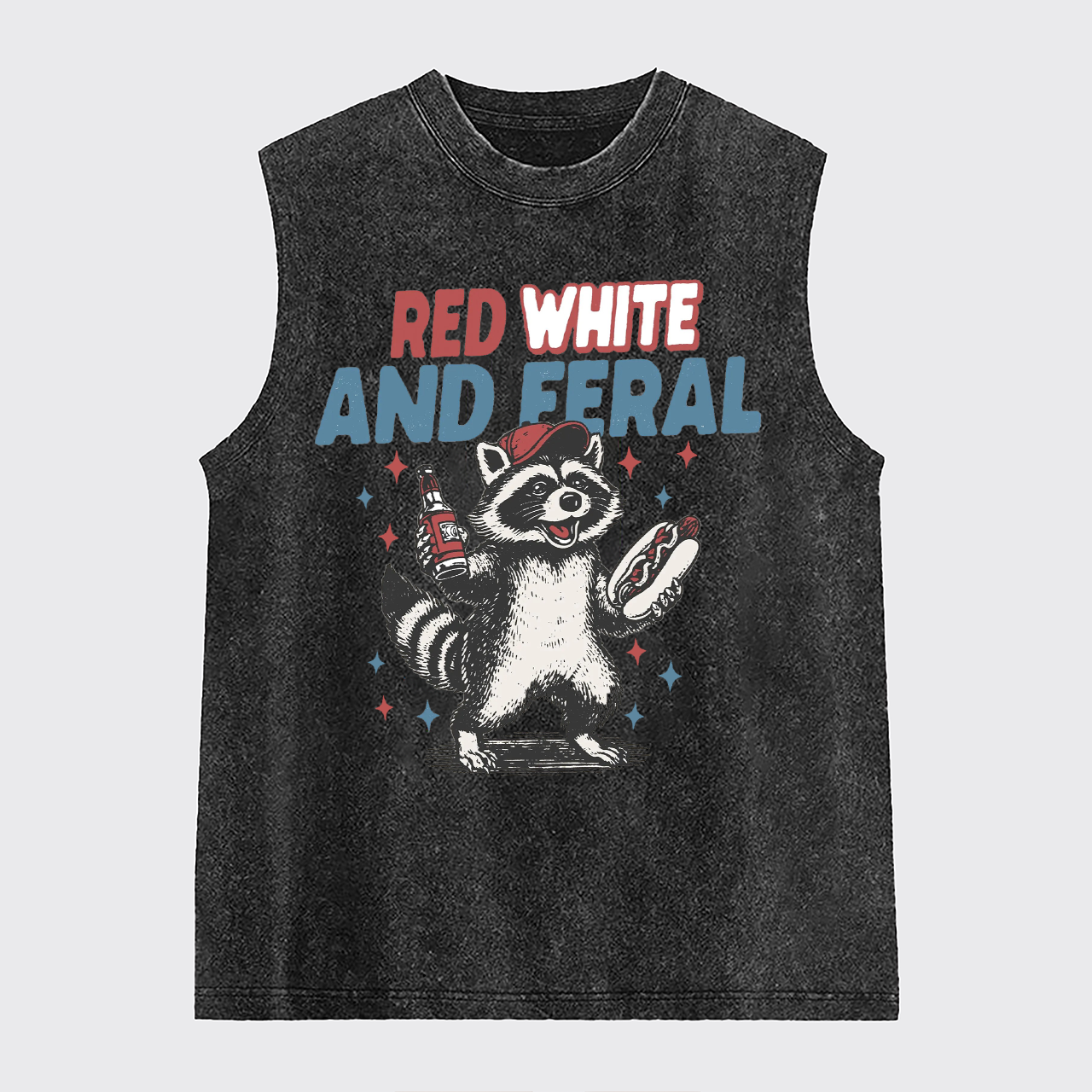 Funny Raccoon-Humorous 4th Of July Washed Tanks