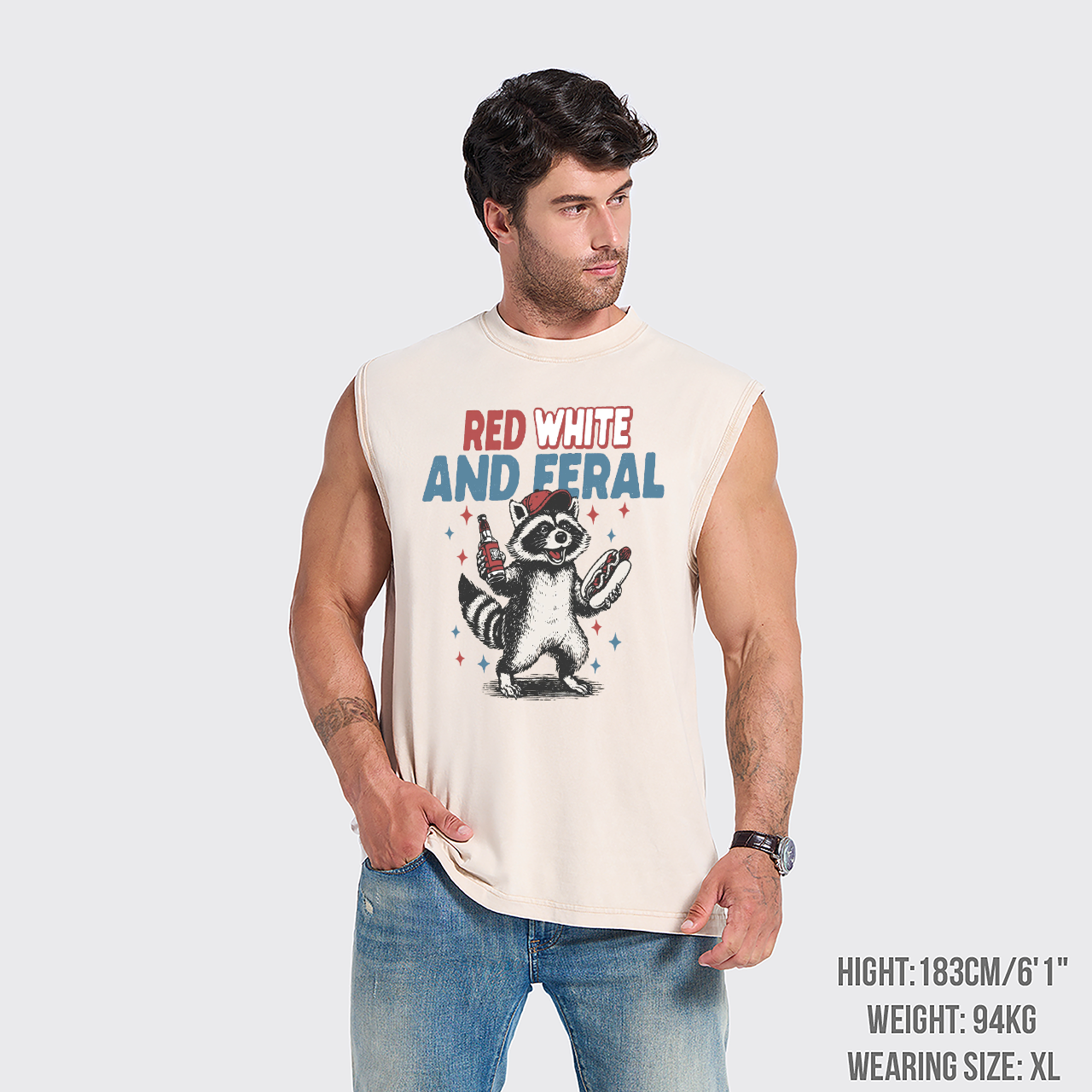 Funny Raccoon-Humorous 4th Of July Washed Tanks