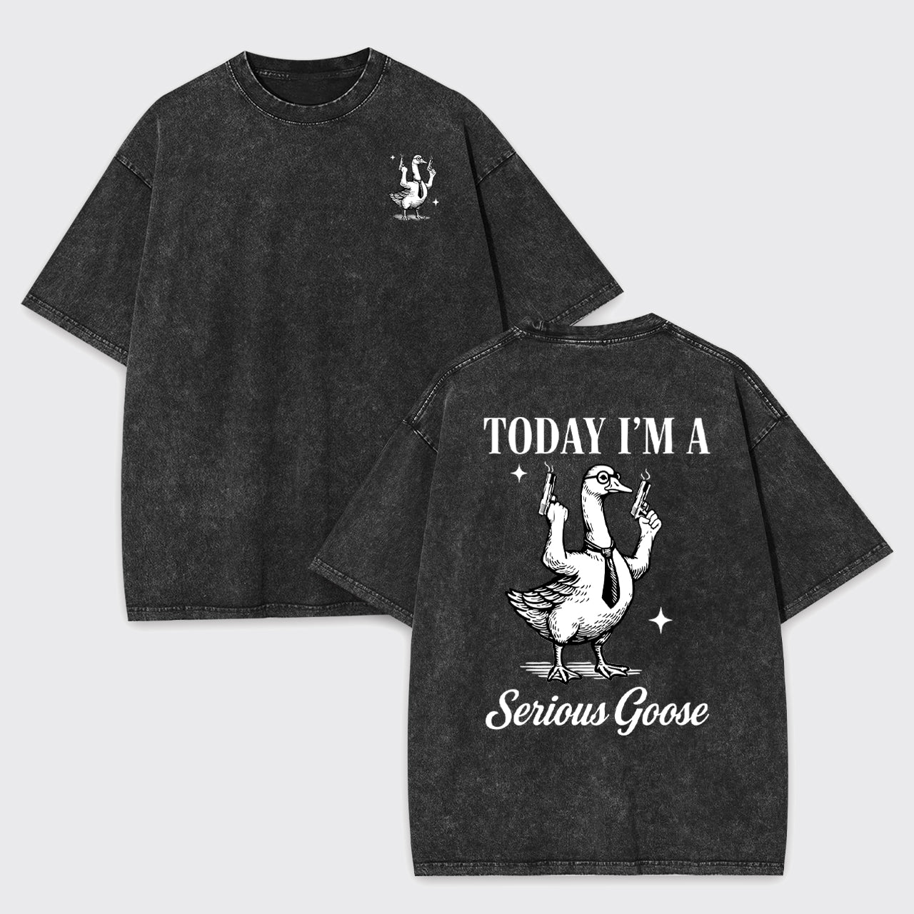 Retro Silly Goose With A Tie Garment-dye Tees
