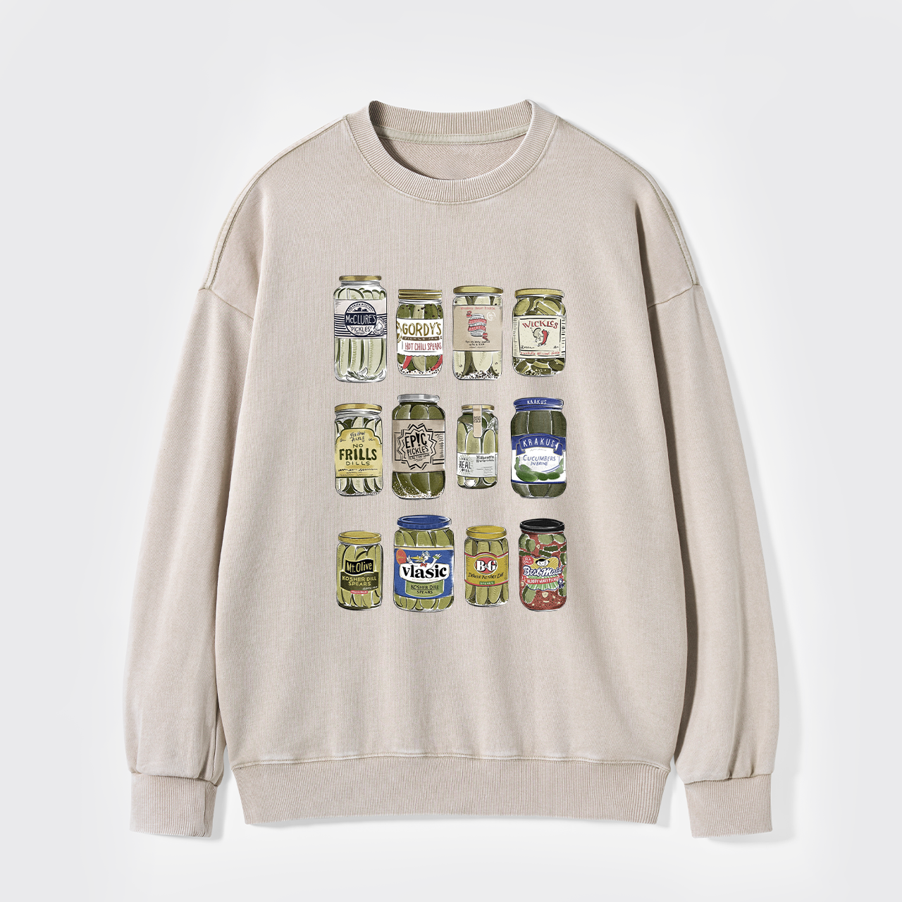 Vintage Canned Pickles Funny Washed Sweatshirts