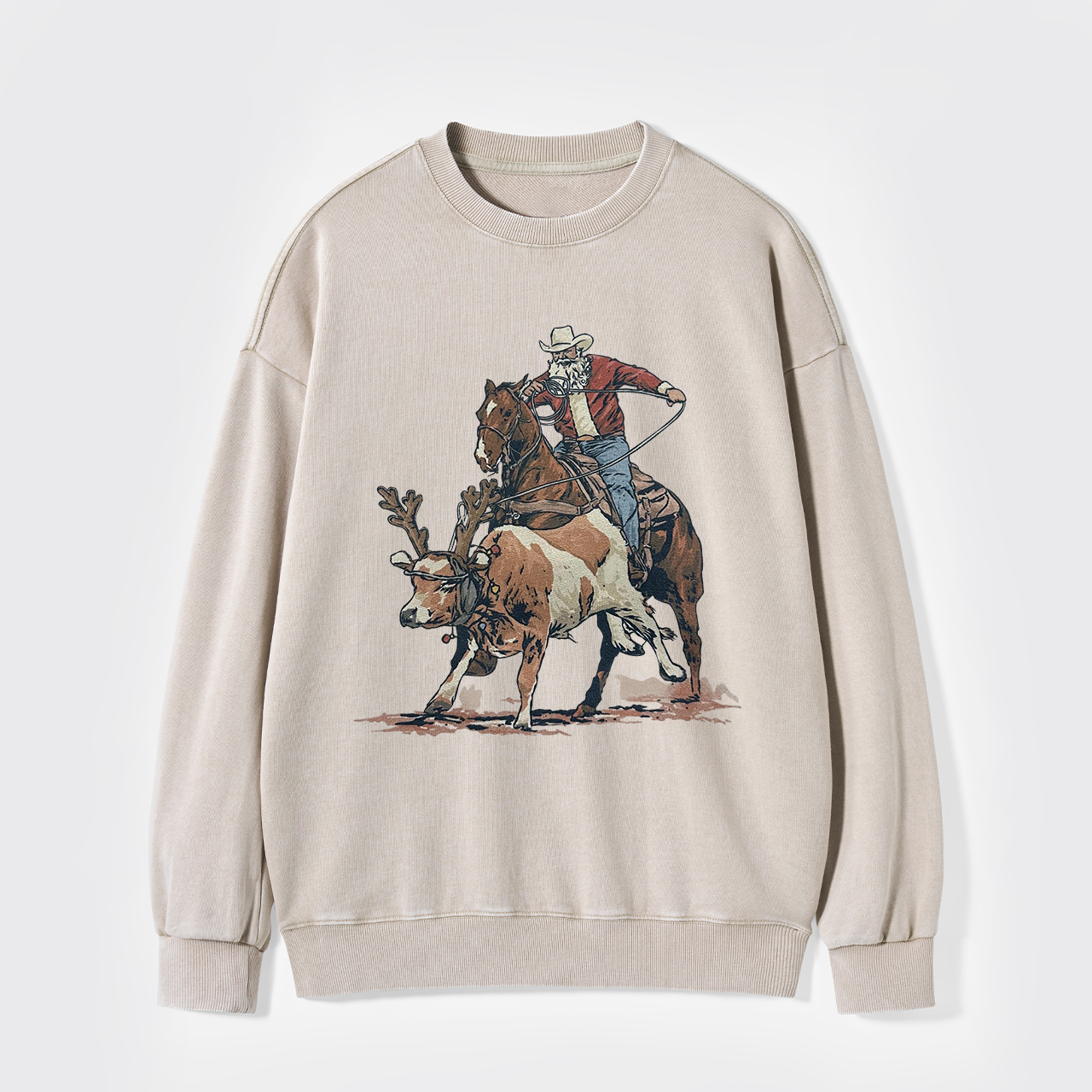 Western Roping Santa Washed Sweatshirts