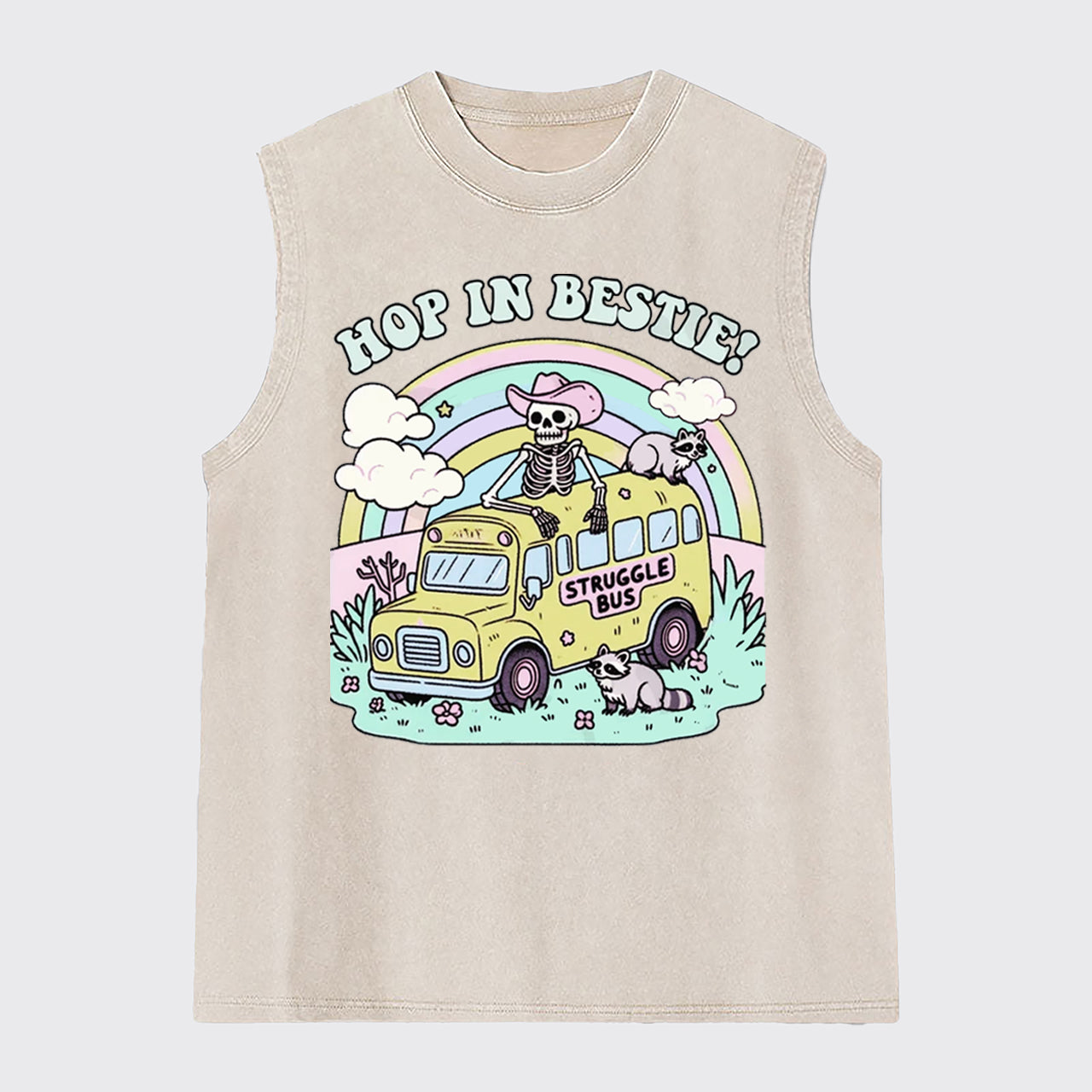 Mental Health-Struggle Bus Hop In Bestie Washed Tanks