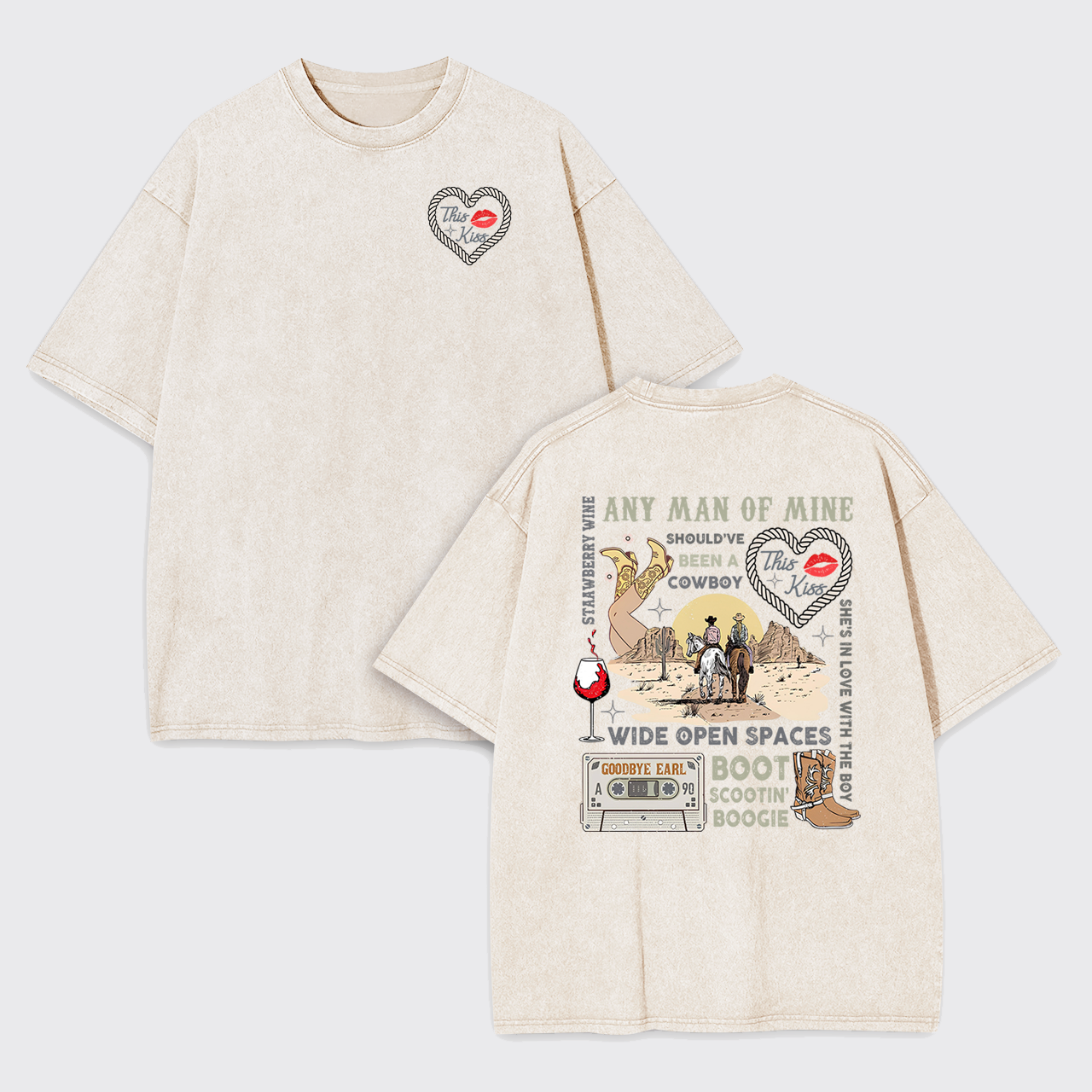 90s Country Music Any Man Of Mine Valentine Garment-dye Tees