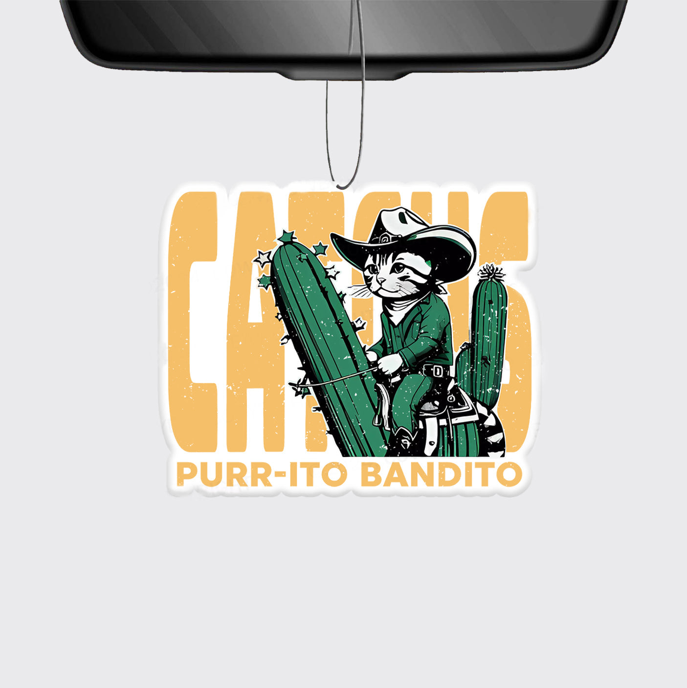 Cowboy Cat With Funny Cactus_Broncobay Car Air Freshener