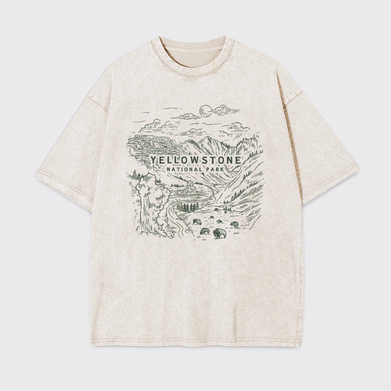 Aerial photography of Yellowstone National Park Garment-dye Tees