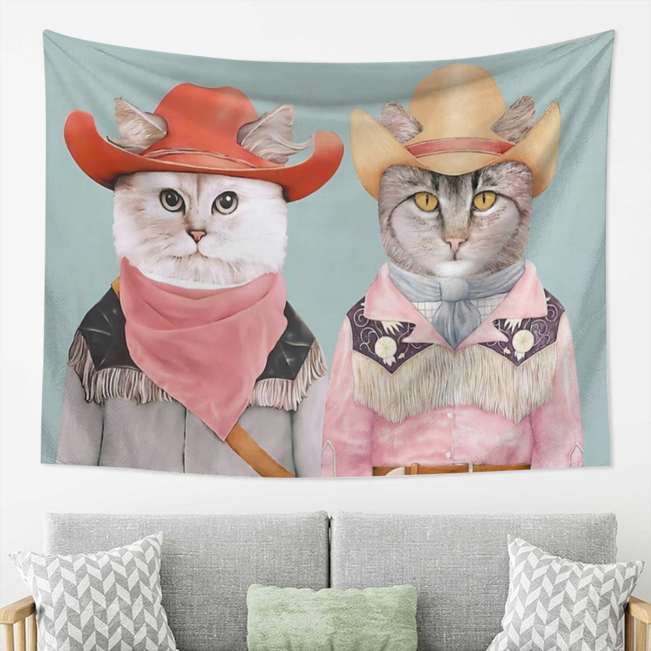 Cowboy Cats Cute Kitten Pet Tapestry