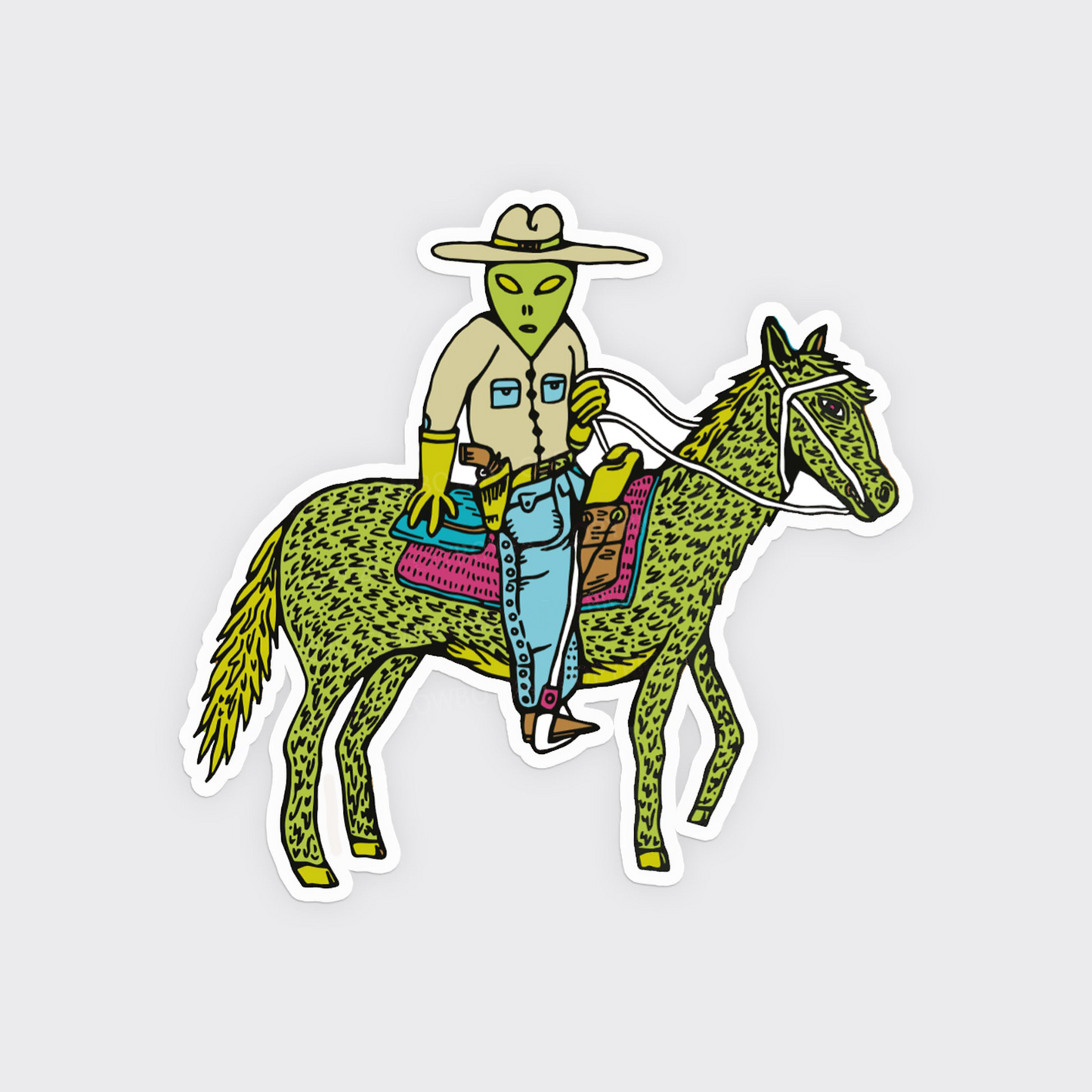 Alien Cowboy_Broncobay Fridge Magnet