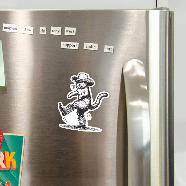 Cowboy Cat Looking For Fish_Broncobay Fridge Magnet