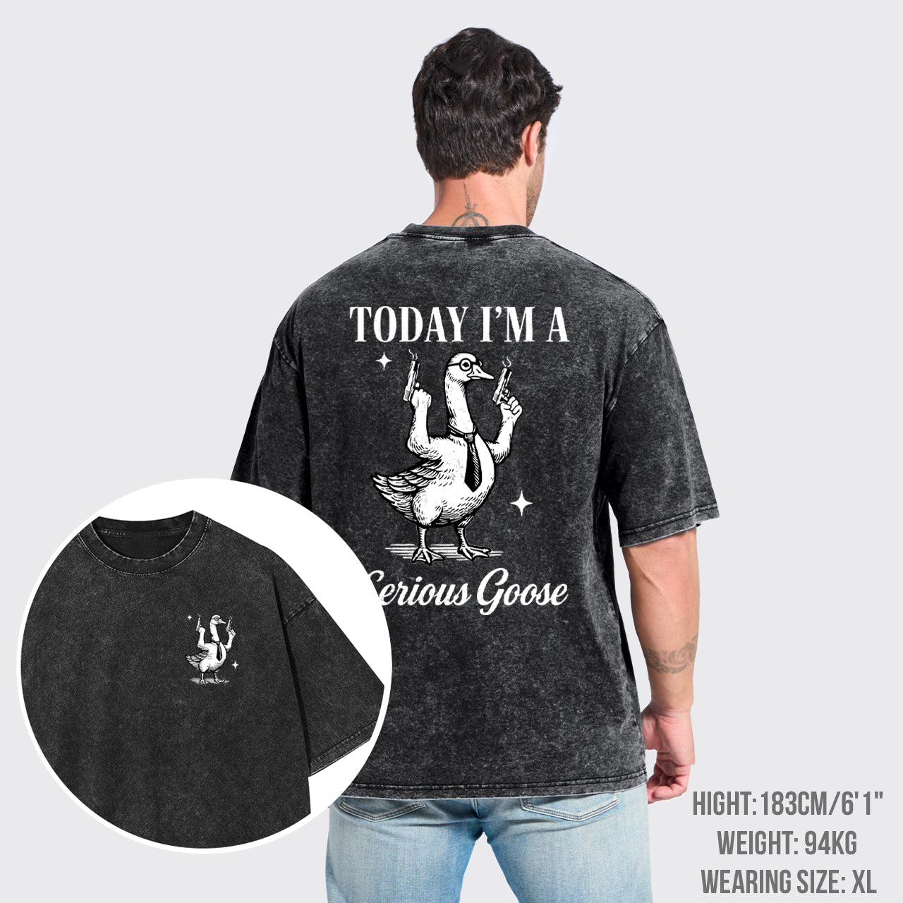 Retro Silly Goose With A Tie Garment-dye Tees