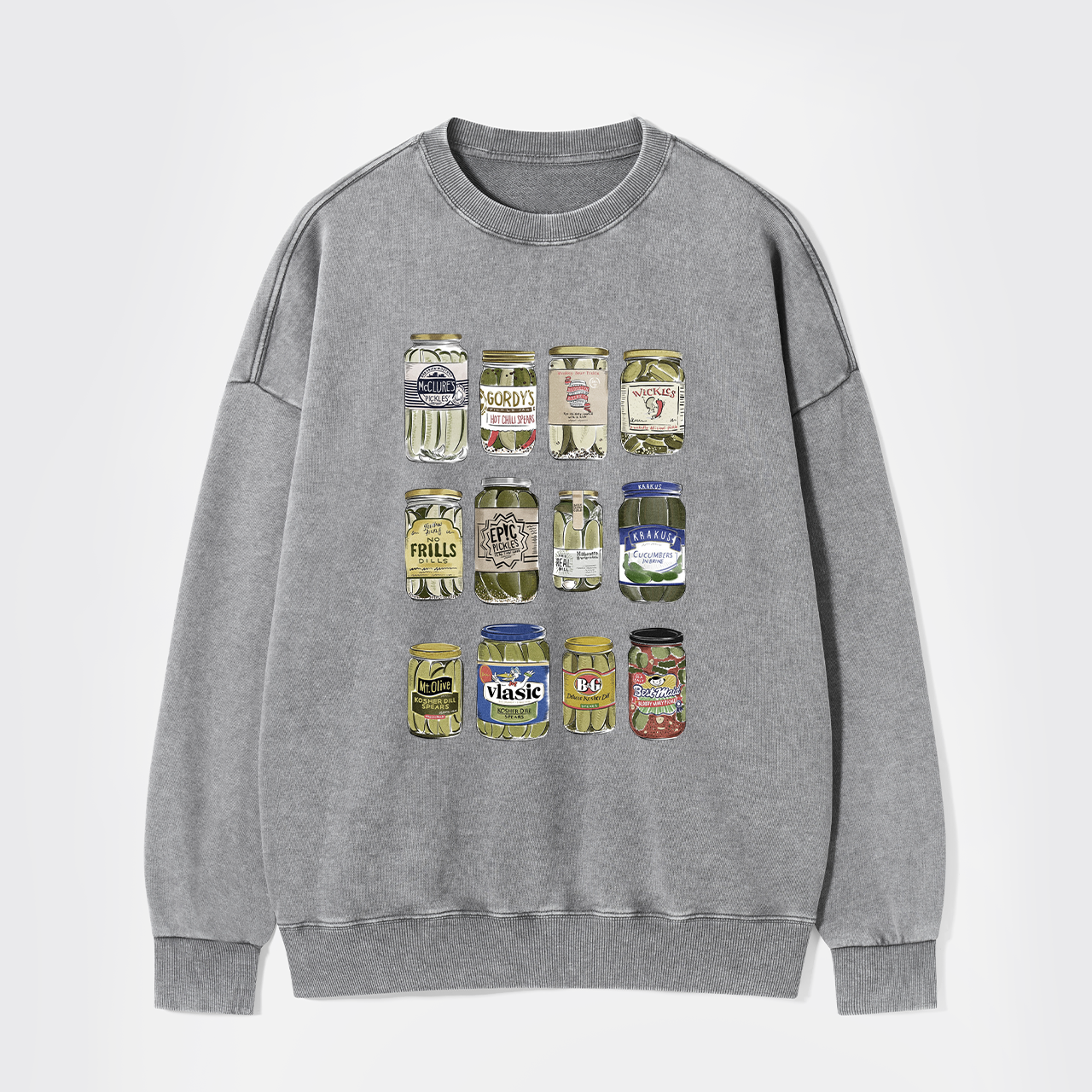 Vintage Canned Pickles Funny Washed Sweatshirts