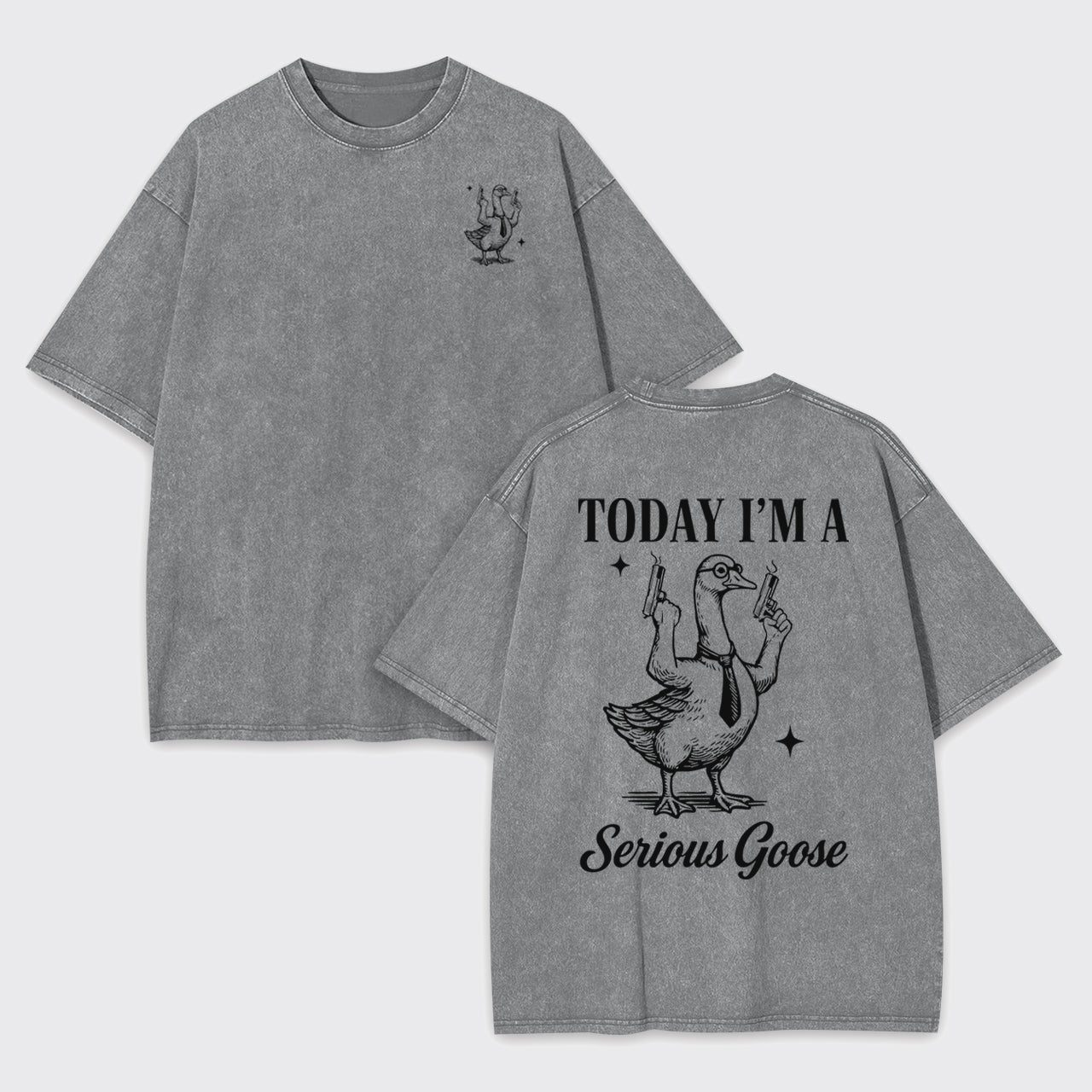 Retro Silly Goose With A Tie Garment-dye Tees