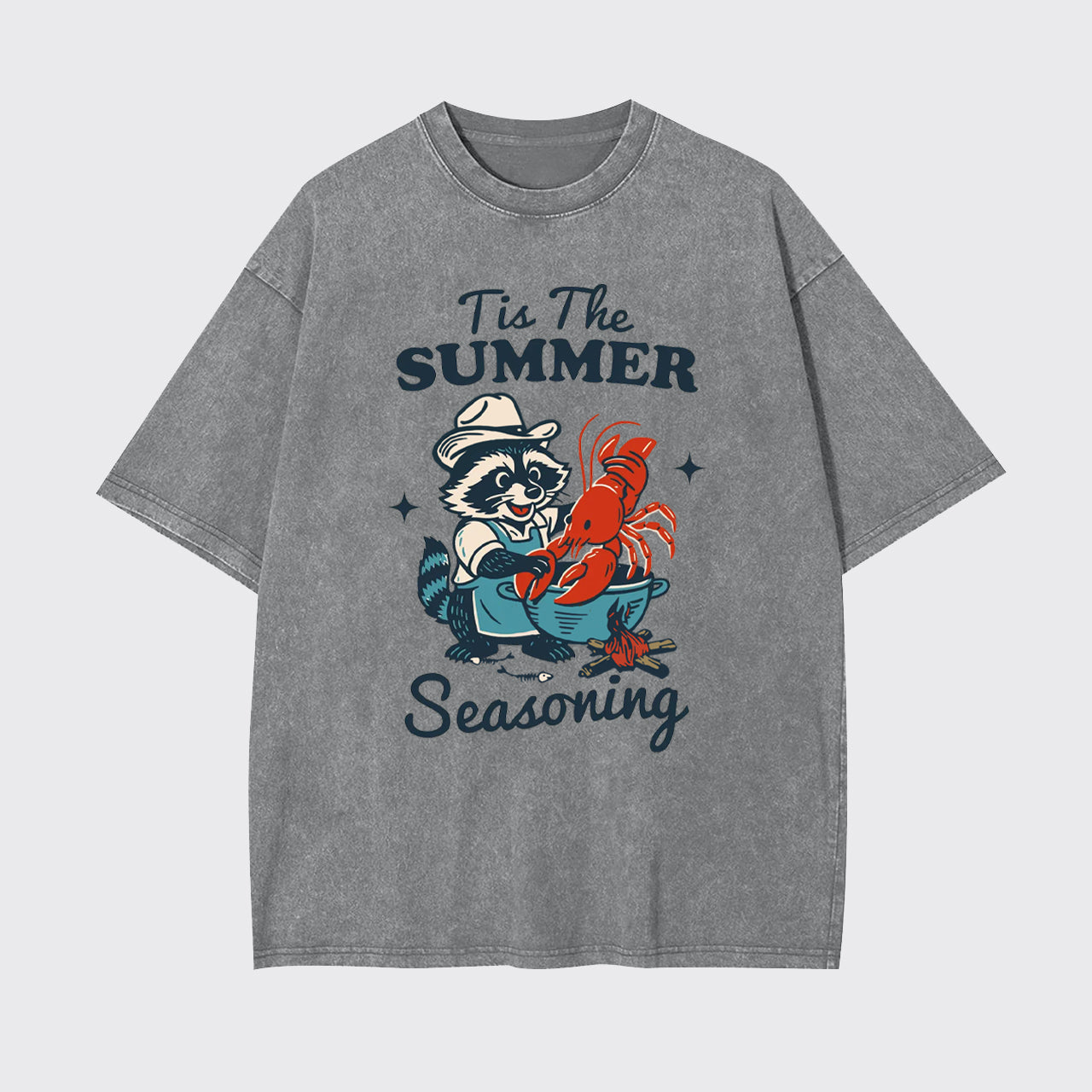 Funny Raccoon-Crawfish Boil Season Garment-dye Tees