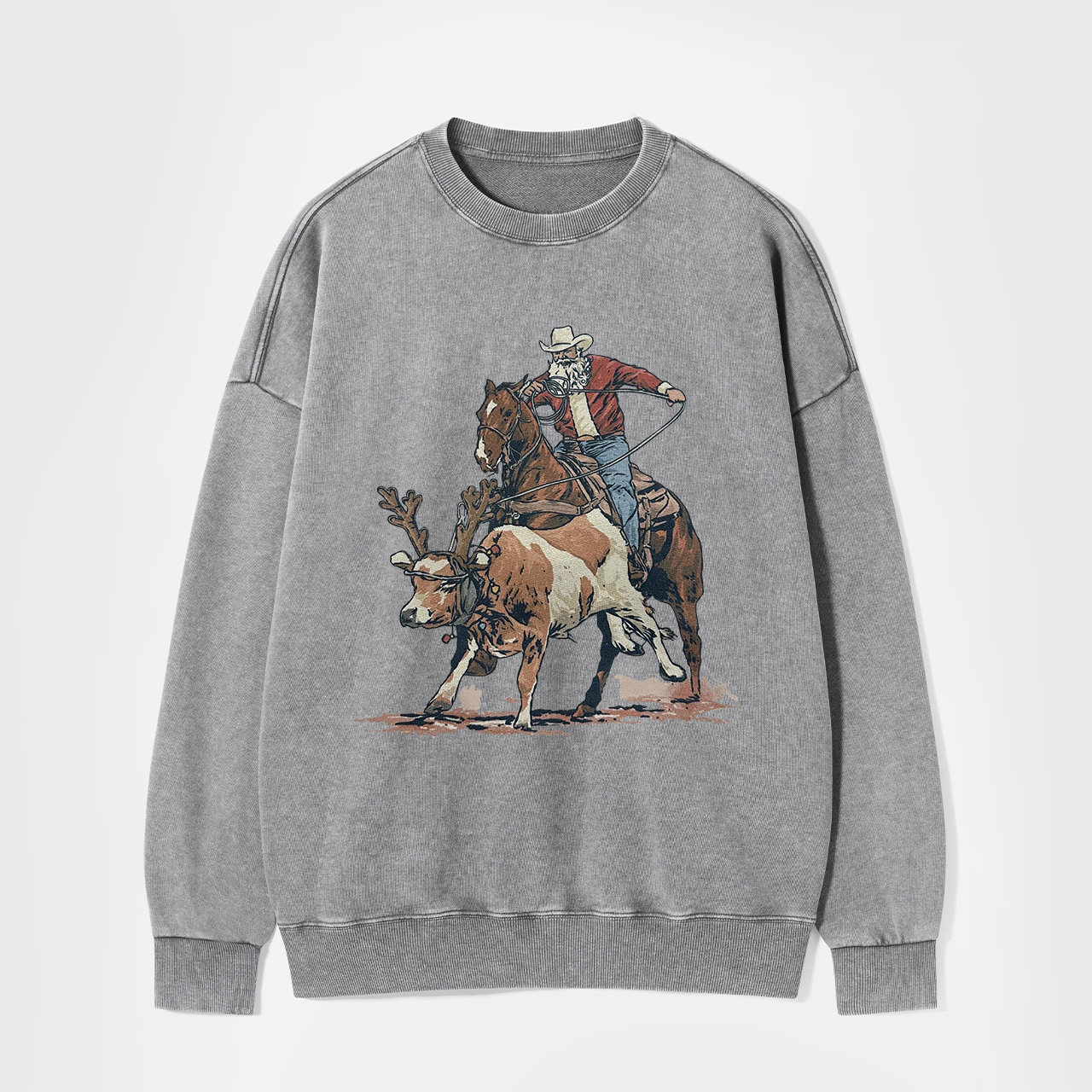 Western Roping Santa Washed Sweatshirts