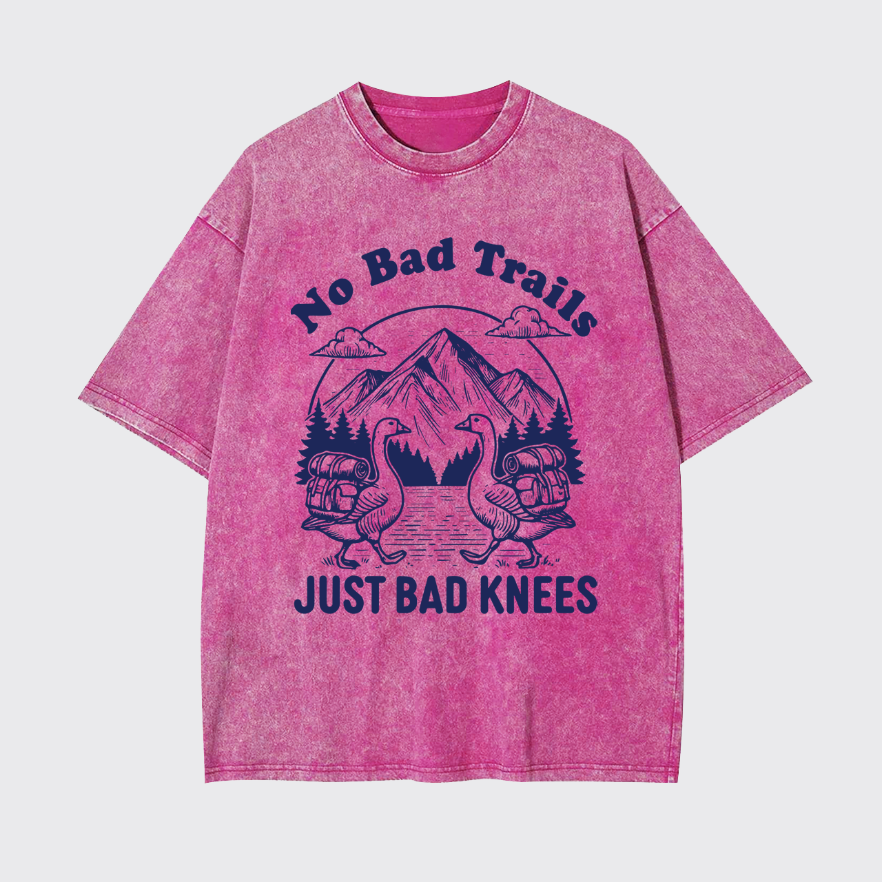 Hiking Goose-No Bad Trails Just Bad Knees Garment-dye Tees