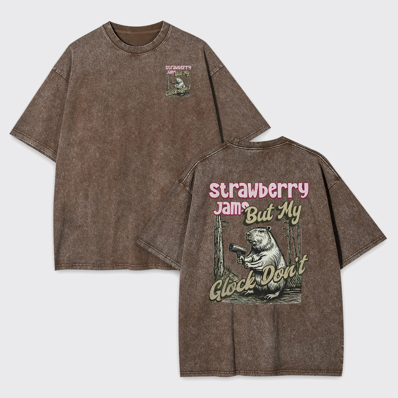 Funny Capybara-Strawberry Jams But My Don't Garment-dye Tees