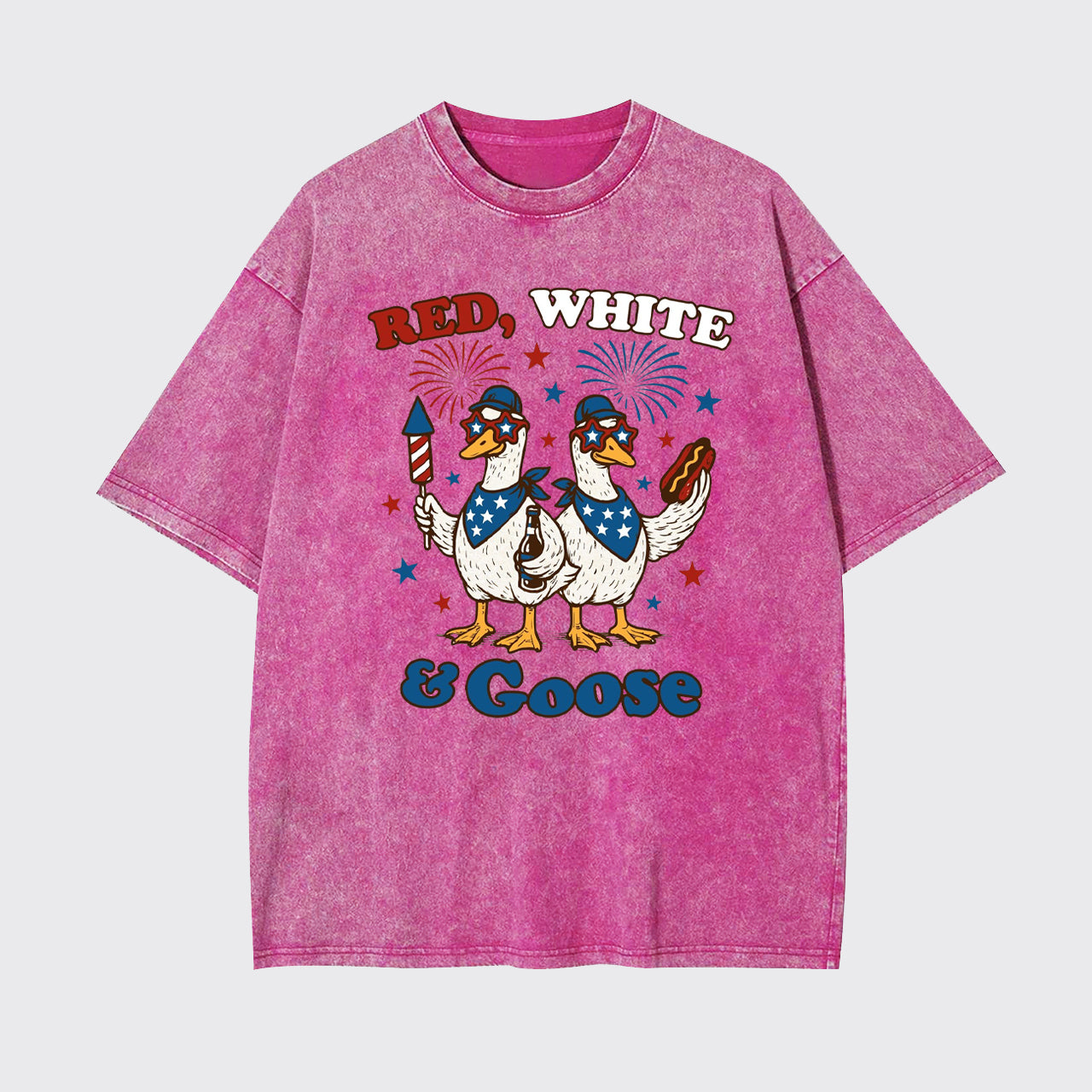 Patriotic Goose-Red White And Goose Garment-dye Tees