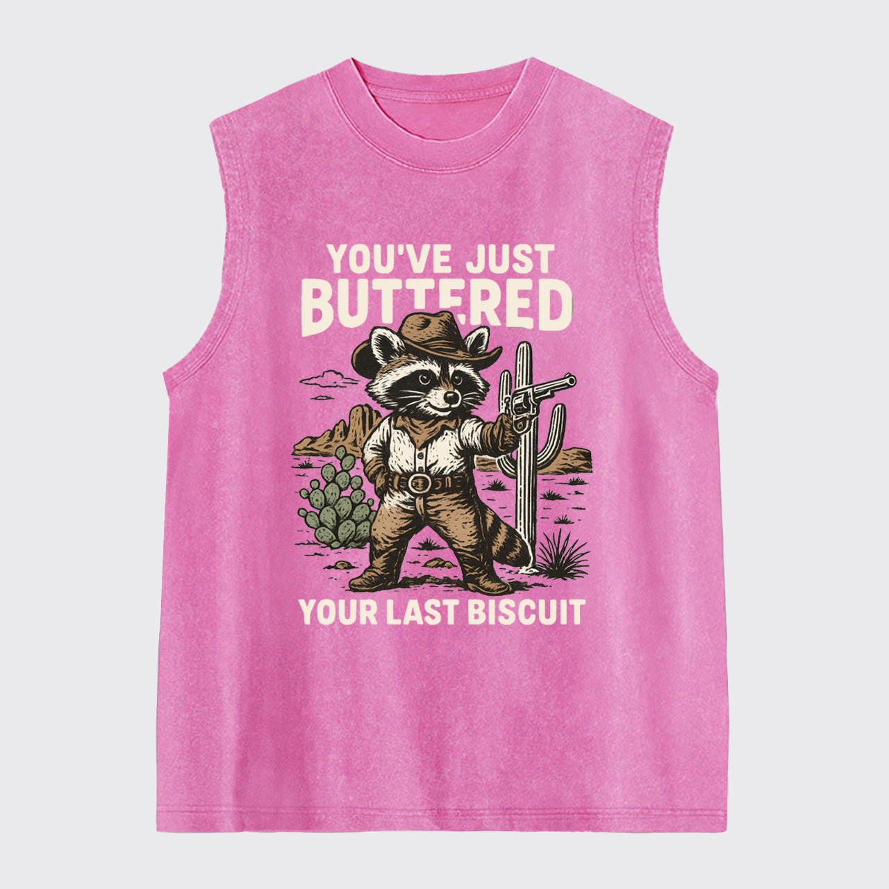 Cowboy Raccoon-You've Just Buttered Your Last Washed Tanks