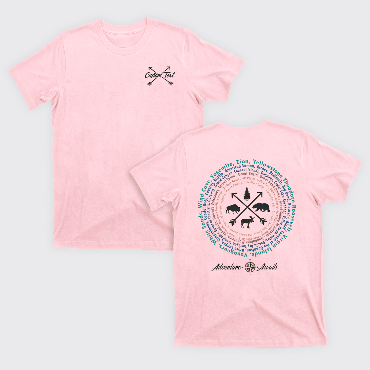 Personalized Compass And 63 National Park T-Shirts