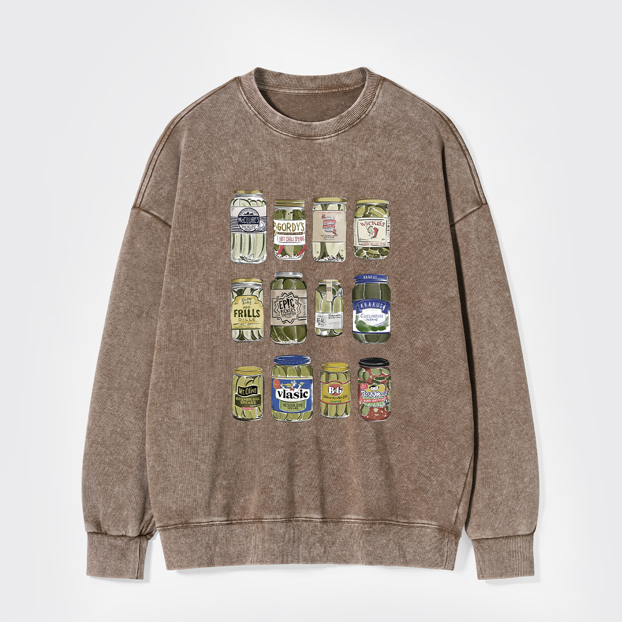 Vintage Canned Pickles Funny Washed Sweatshirts