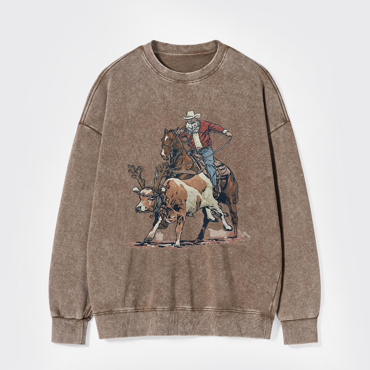 Western Roping Santa Washed Sweatshirts