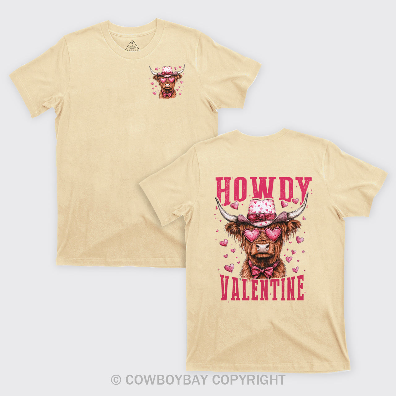 Valentine Highland Cow T-Shirts