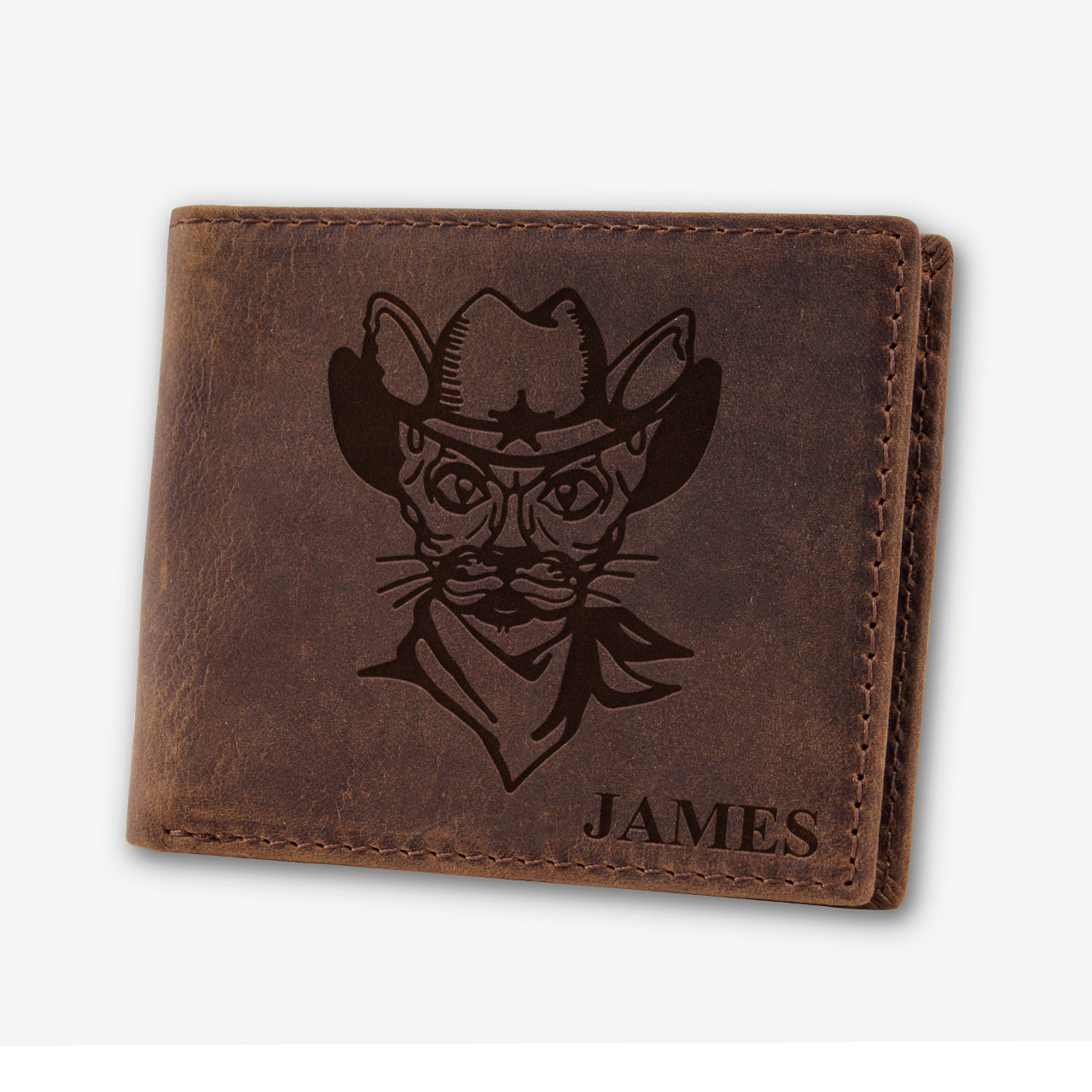 Personalized Vintage Leather Wallet_Sphynx