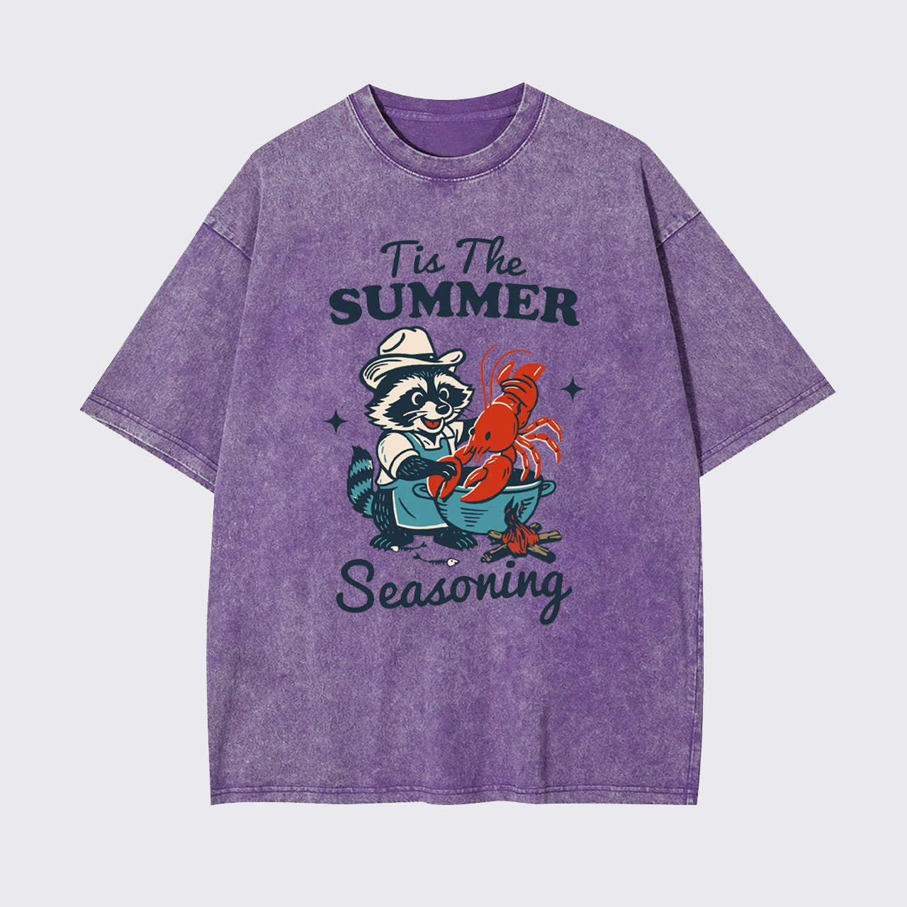 Funny Raccoon-Crawfish Boil Season Garment-dye Tees