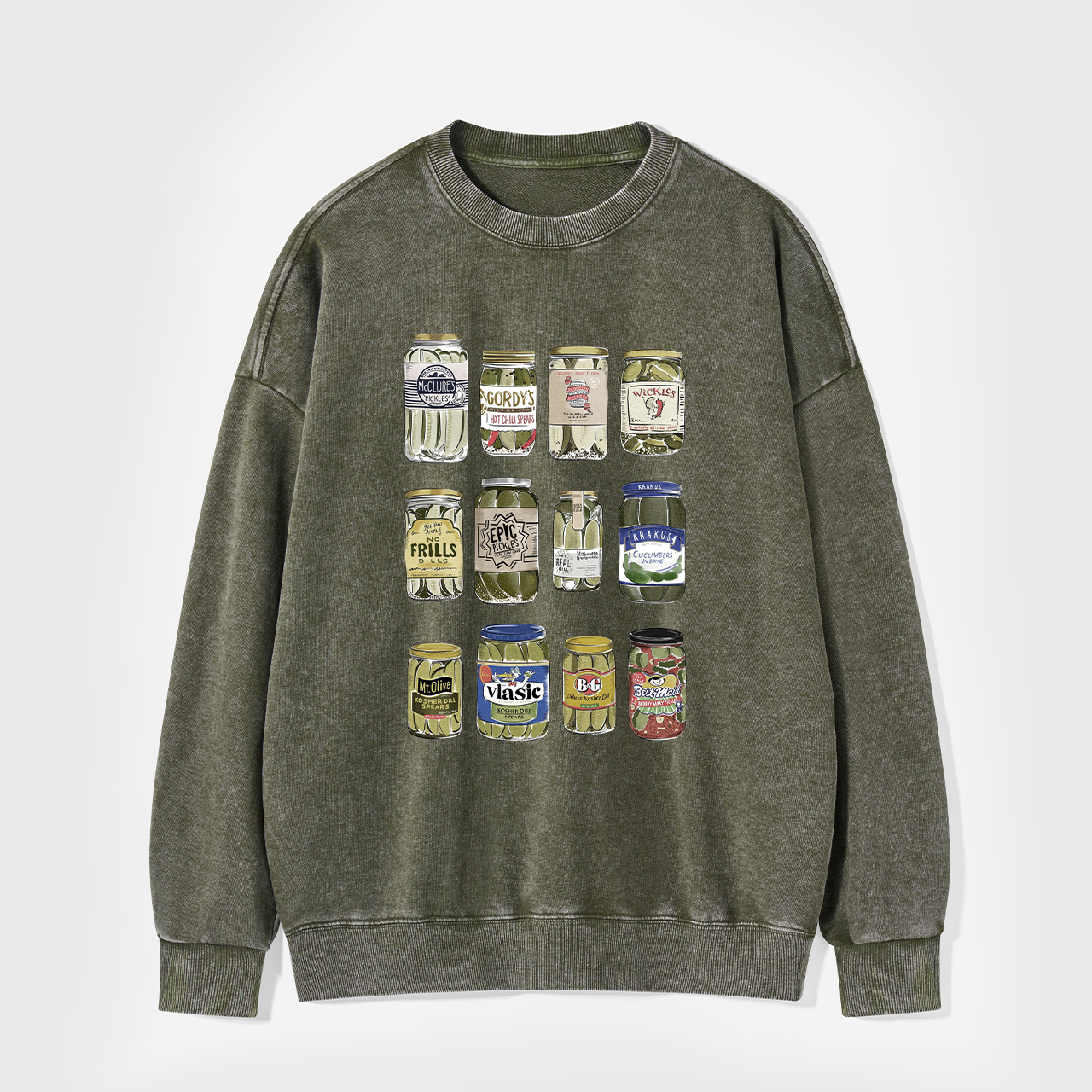 Vintage Canned Pickles Funny Washed Sweatshirts