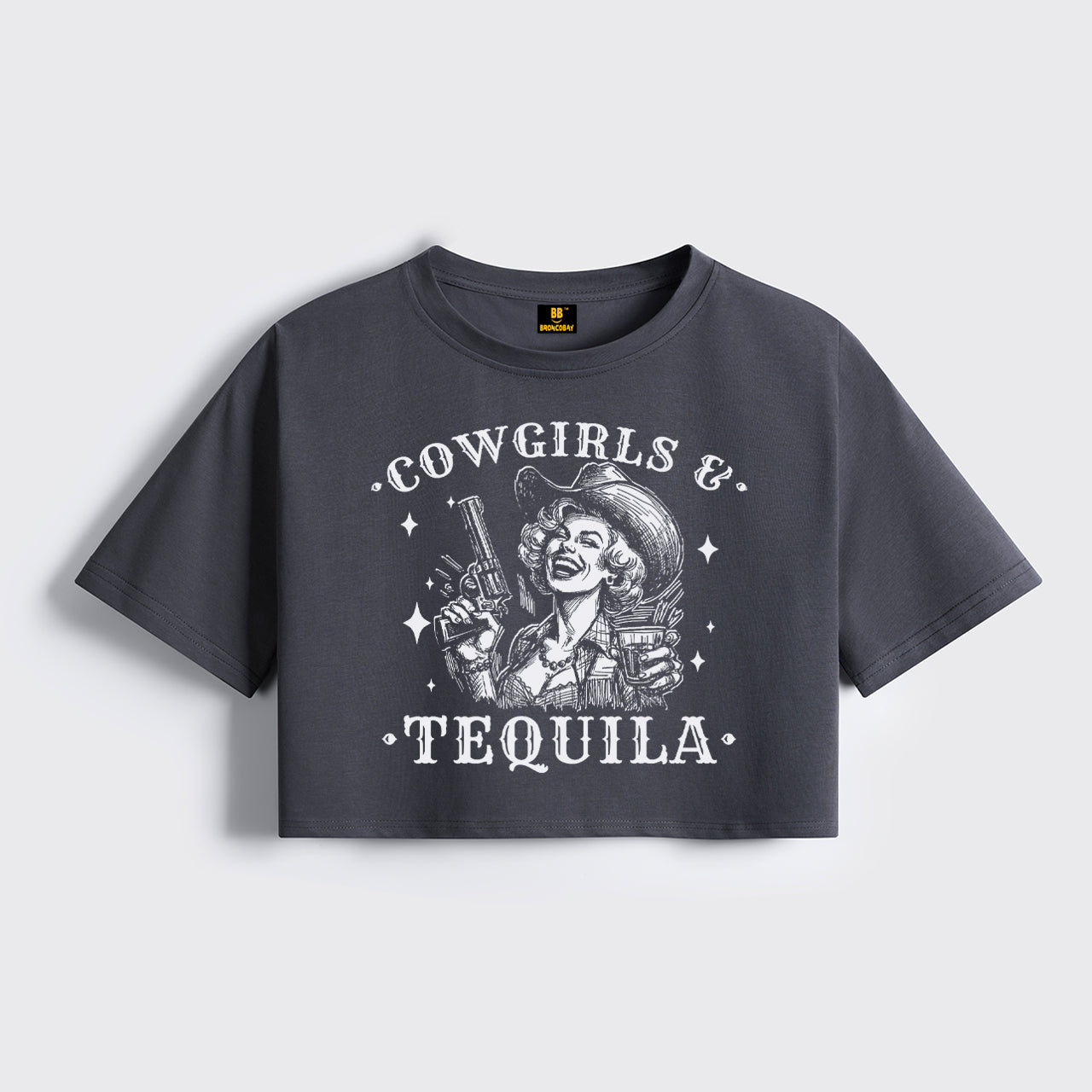 Vintage Western Country Bar Cropped Boxy Tee