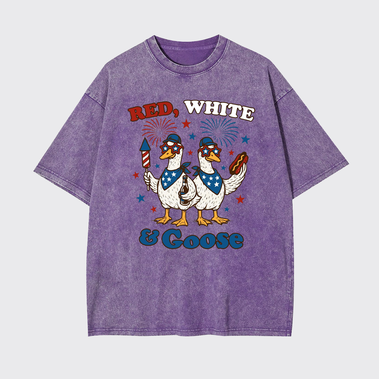 Patriotic Goose-Red White And Goose Garment-dye Tees