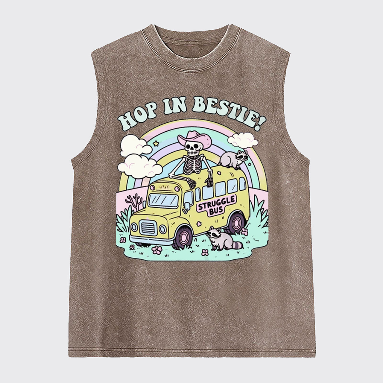 Mental Health-Struggle Bus Hop In Bestie Washed Tanks