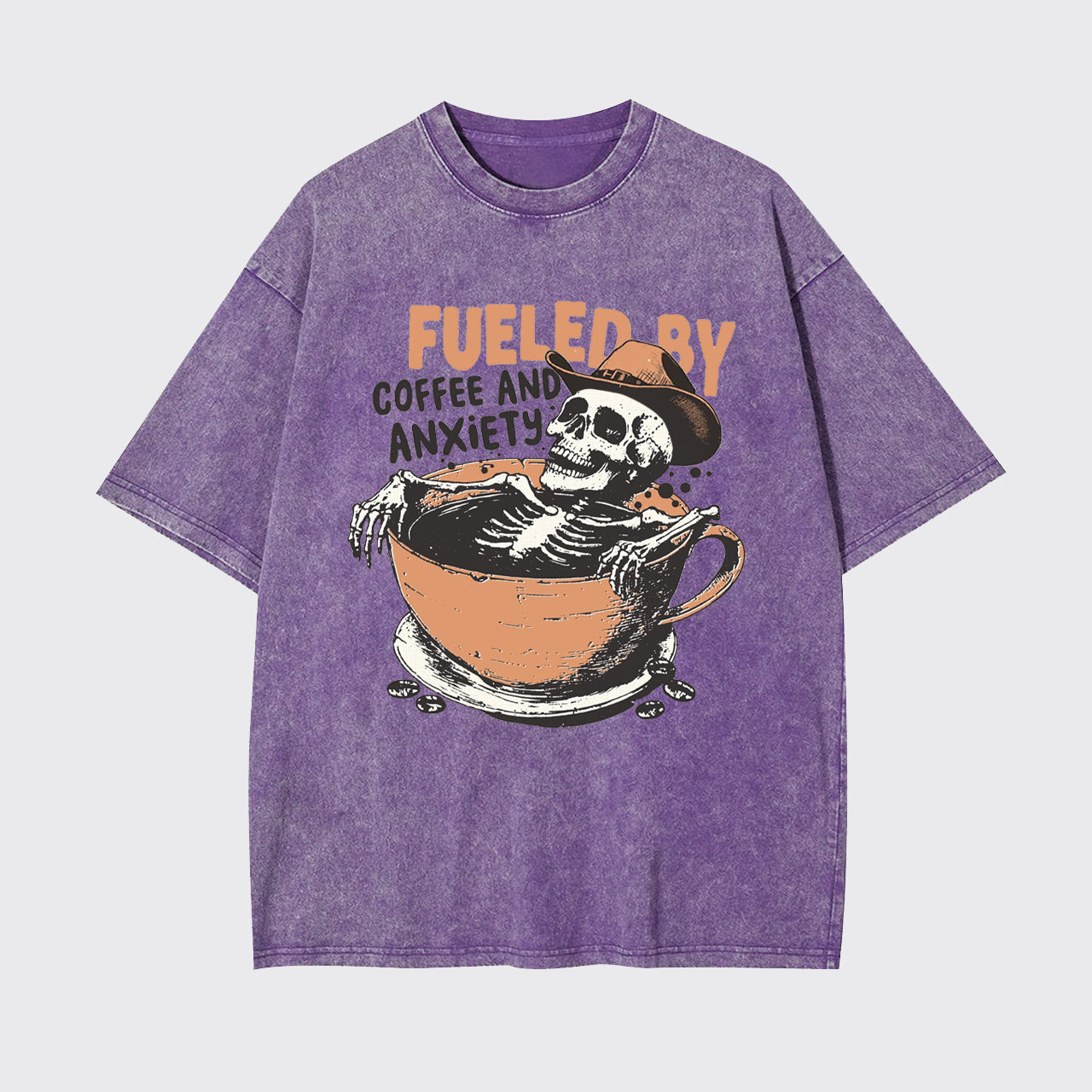 Funny Fueled By Coffee And Anxiety Garment-dye Tees