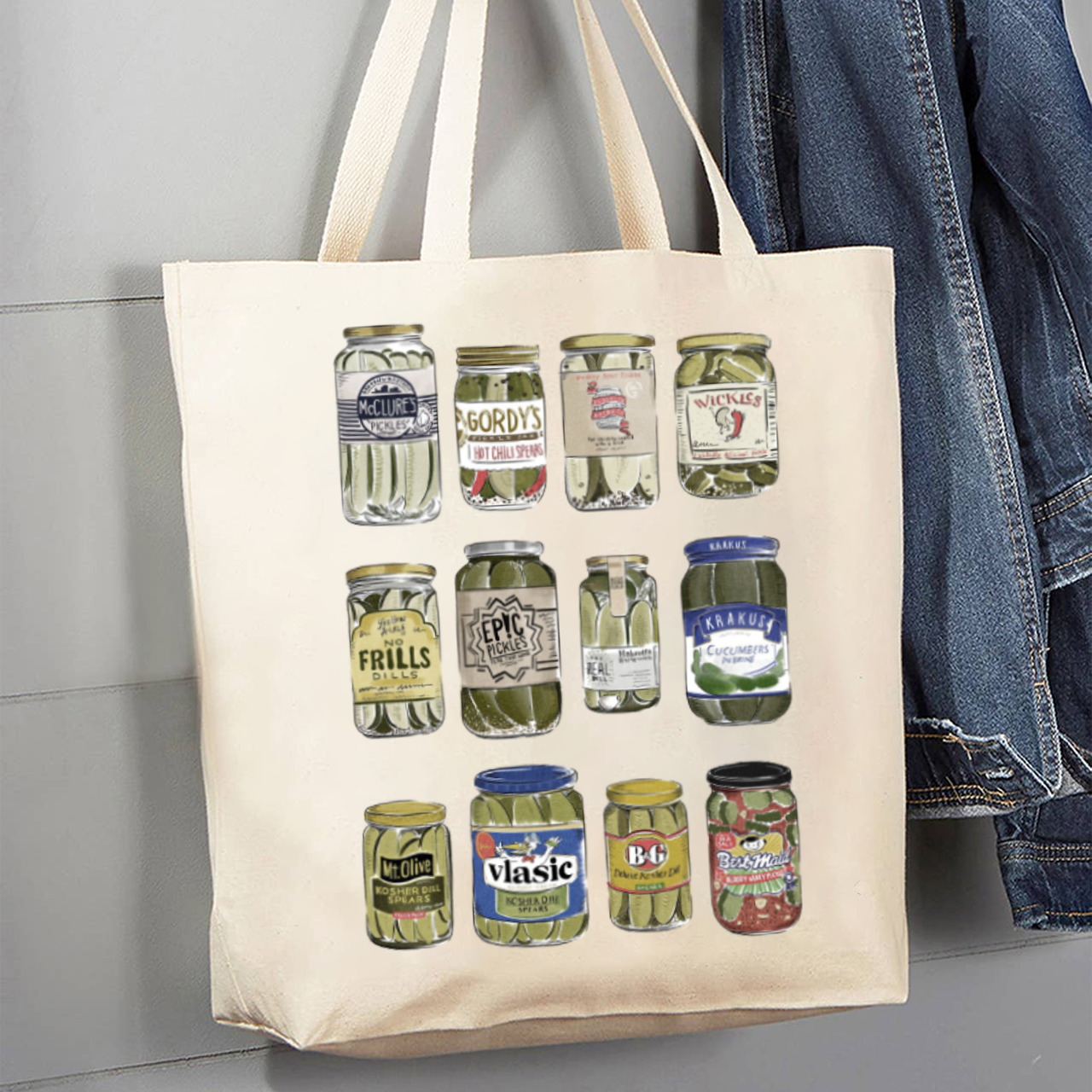 Vintage Canned Pickles Funny_Broncobay Canvas Tote Bag