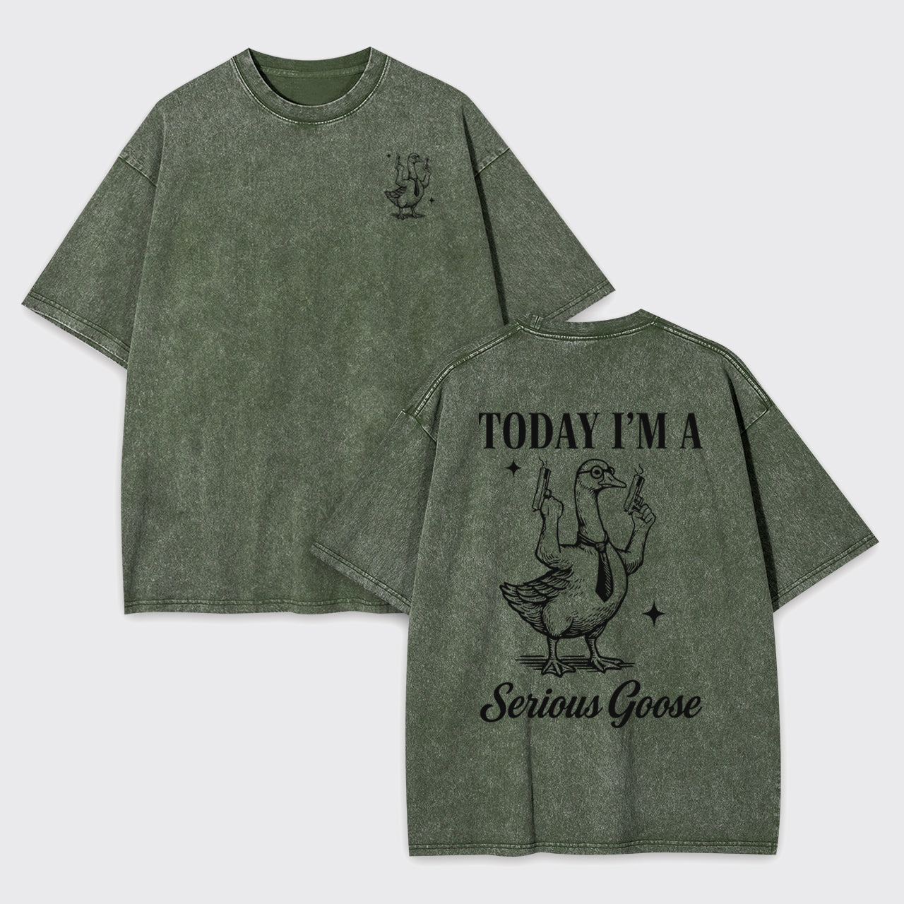 Retro Silly Goose With A Tie Garment-dye Tees