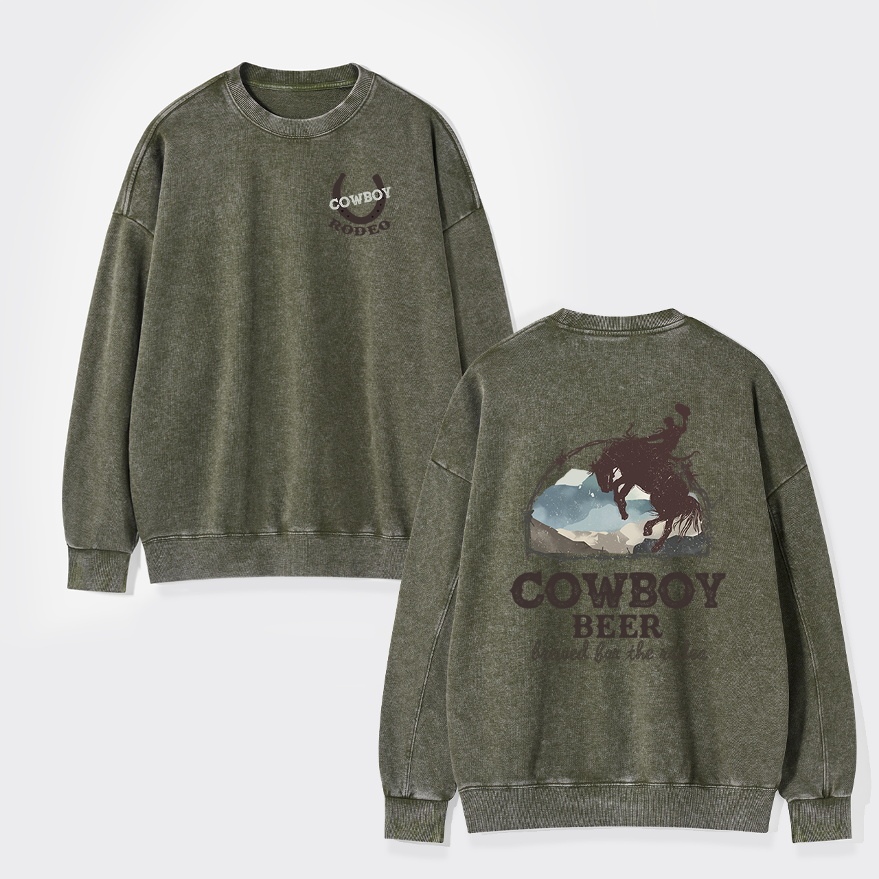 Beers Brewed for The Cowboy Rodeo Washed Sweatshirts