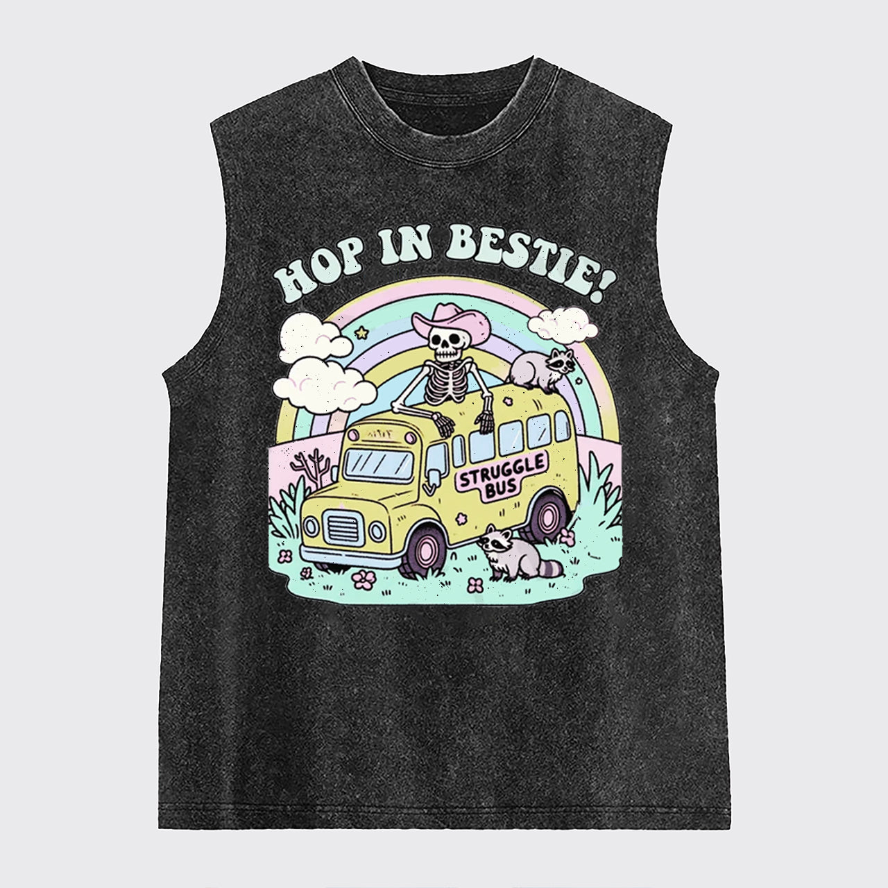 Mental Health-Struggle Bus Hop In Bestie Washed Tanks