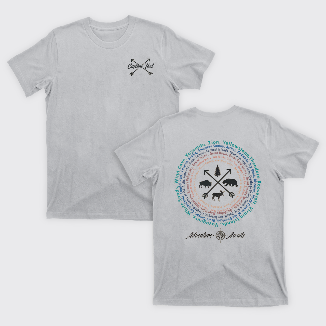 Personalized Compass And 63 National Park T-Shirts