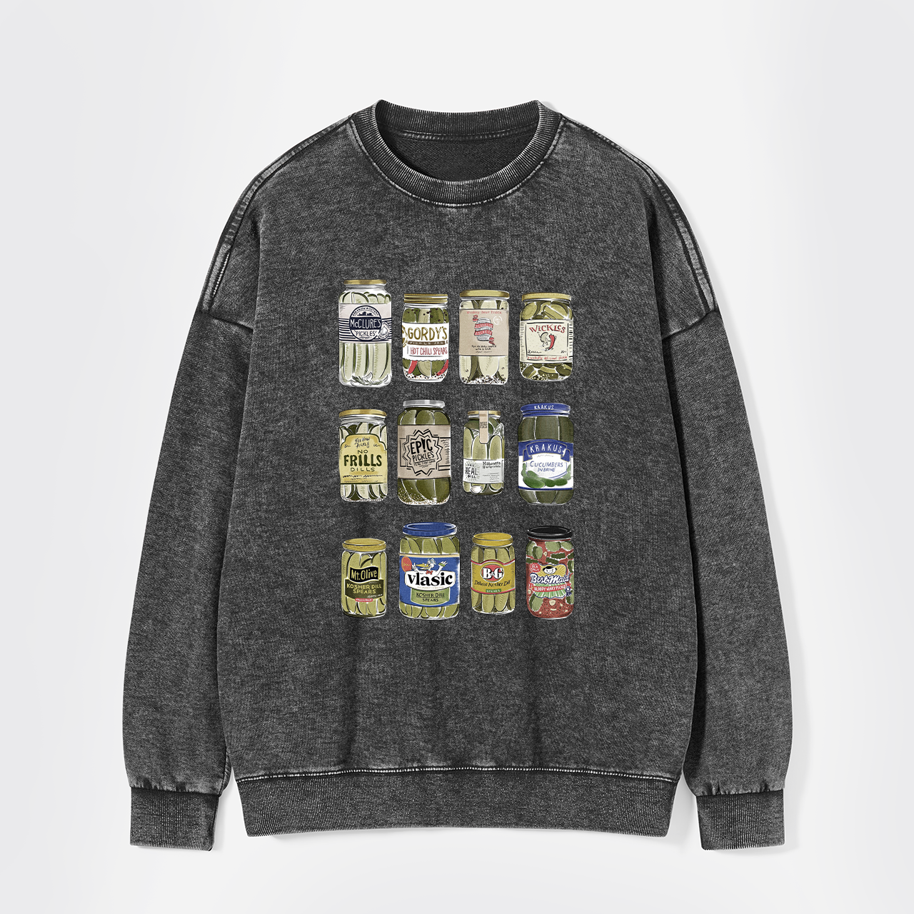 Vintage Canned Pickles Funny Washed Sweatshirts