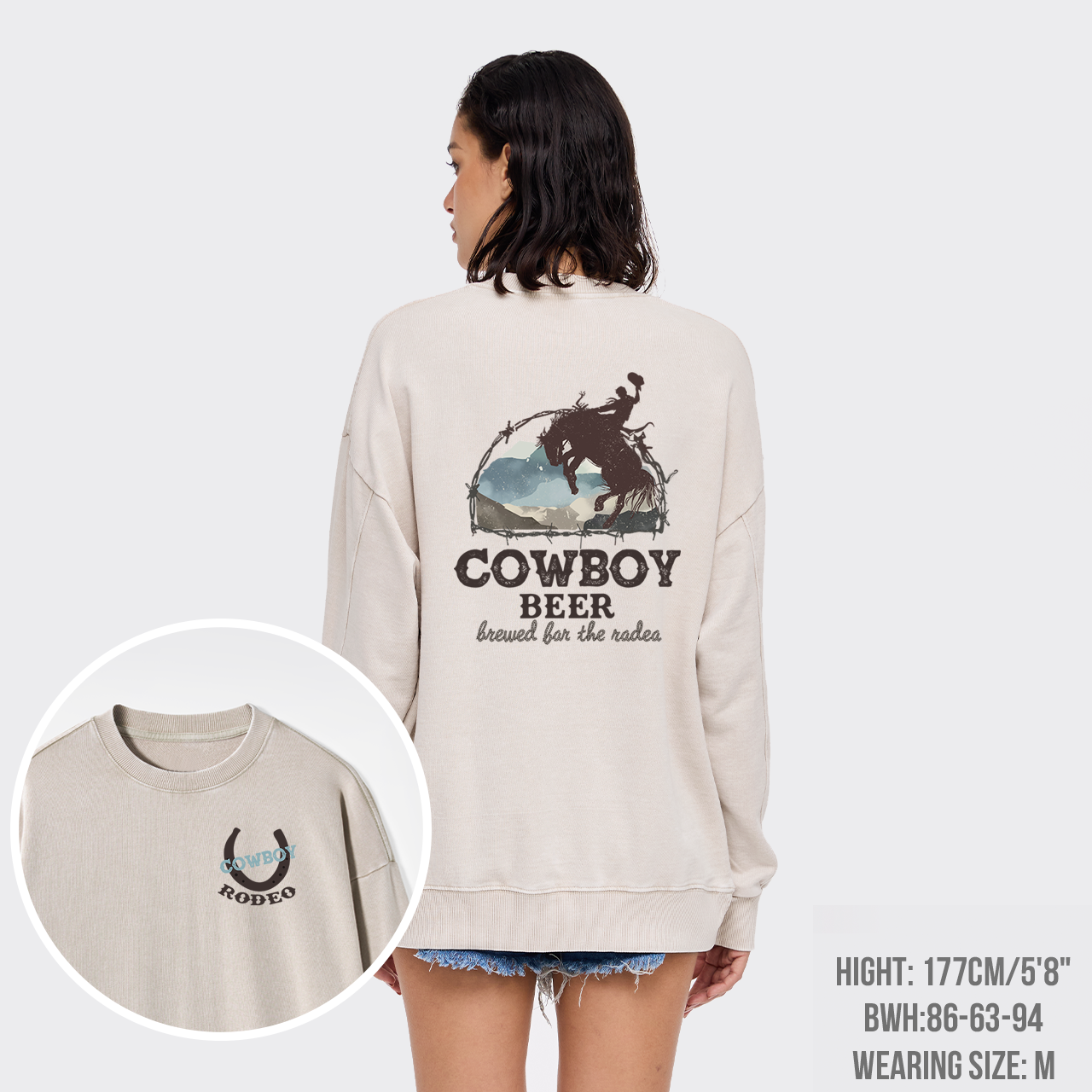 Beers Brewed for The Cowboy Rodeo Washed Sweatshirts
