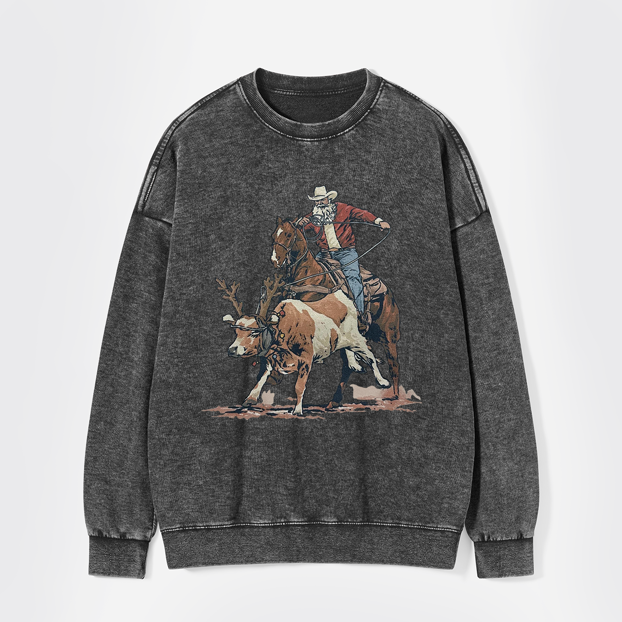 Western Roping Santa Washed Sweatshirts