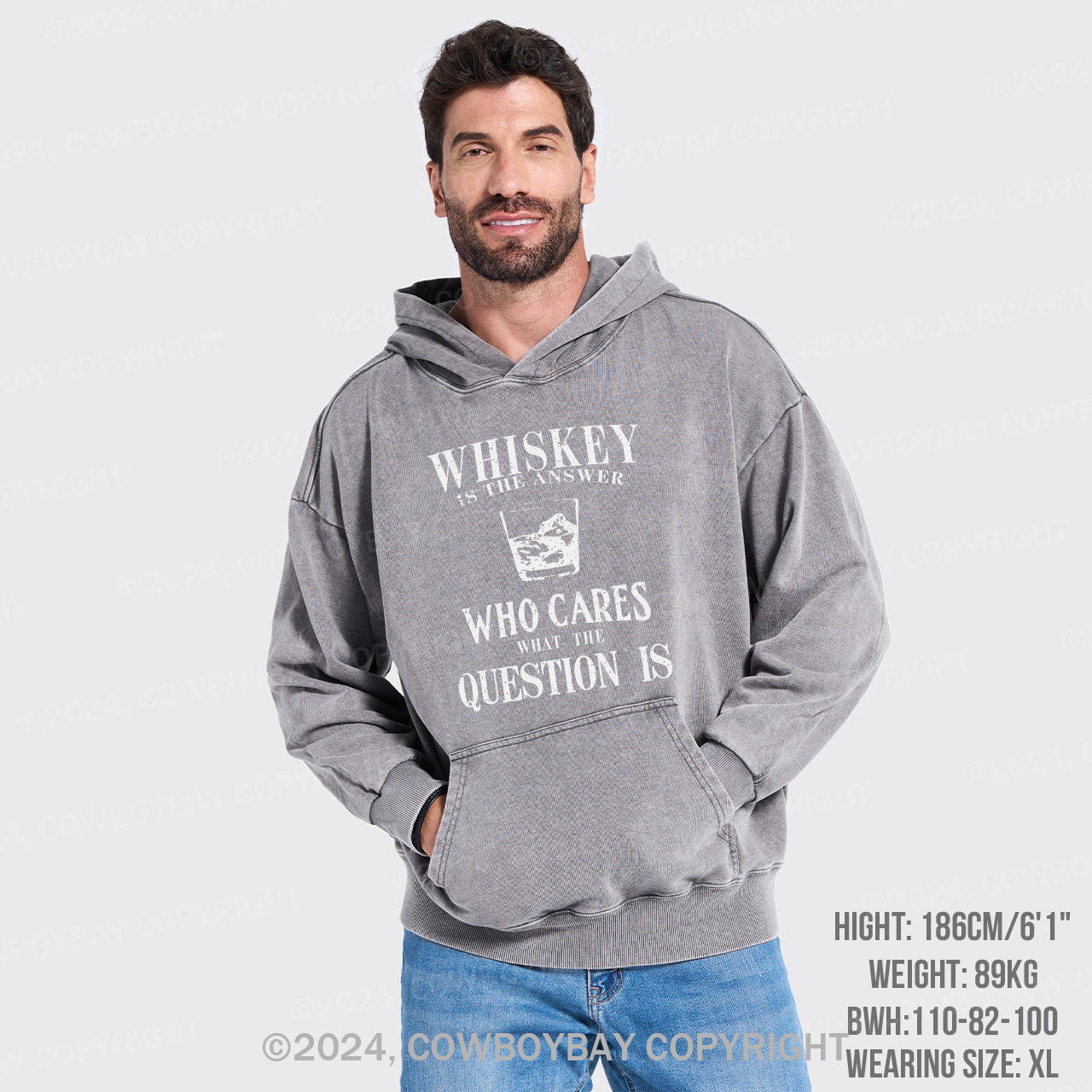 Whiskey is The Answer To Caring Questions Garment-Dye Hoodies