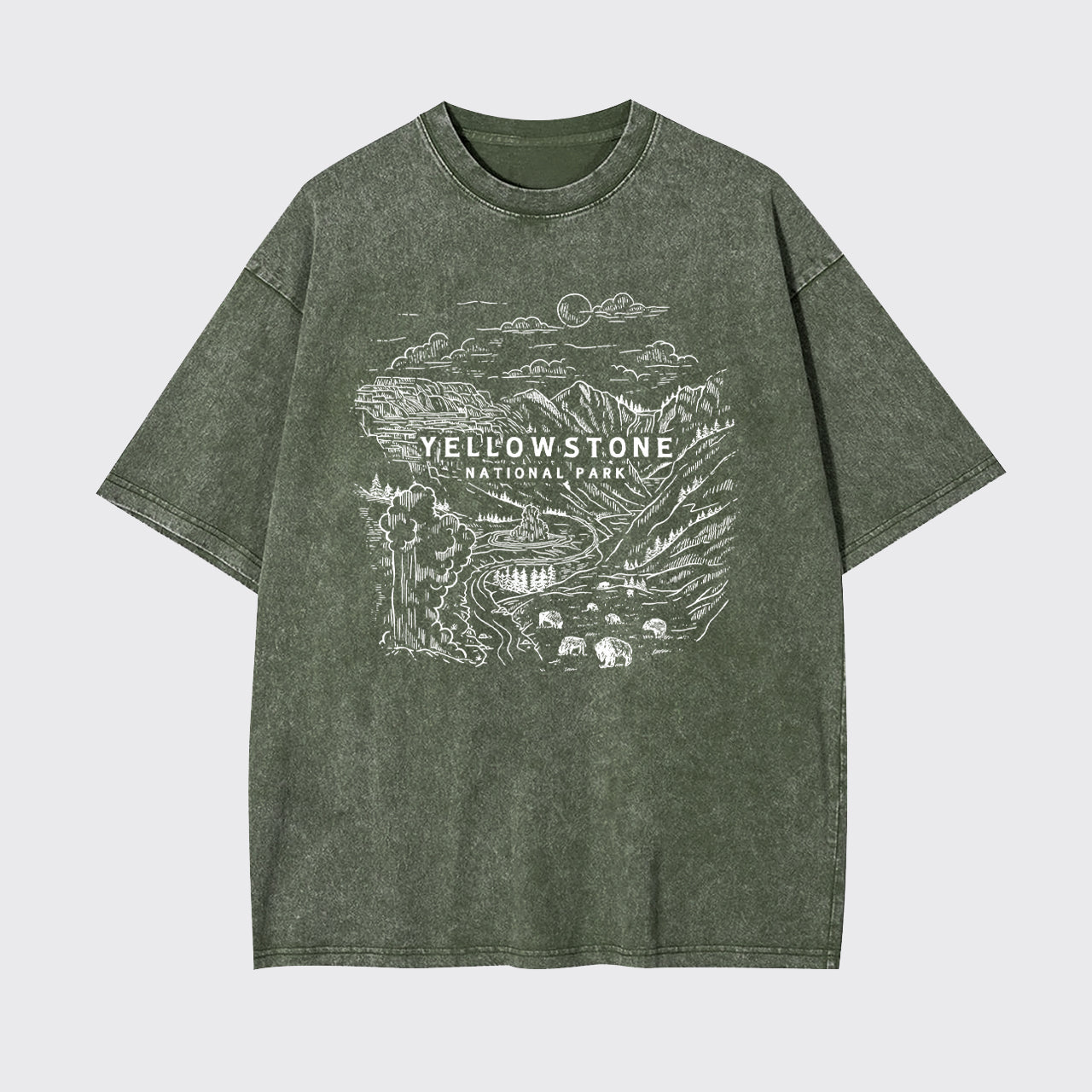 Aerial photography of Yellowstone National Park Garment-dye Tees