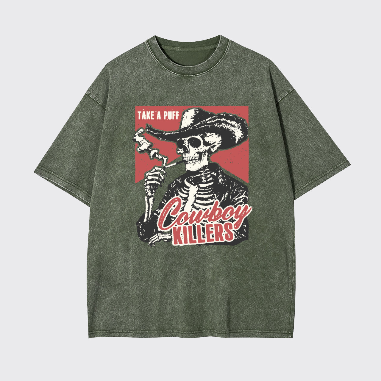 Retro Western-Take A Puff Cowboys Killers Garment-dye Tees